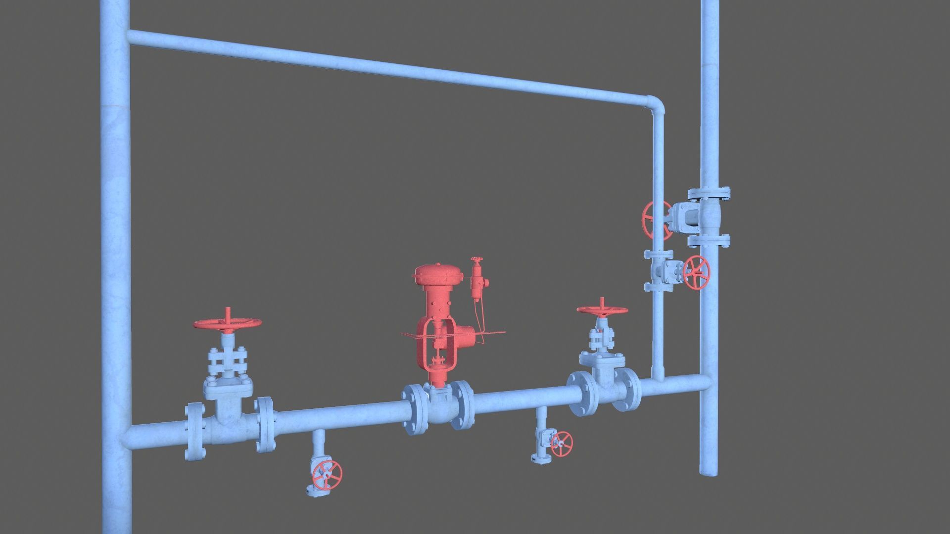 Valves and Pipe Low-poly 3D model_4