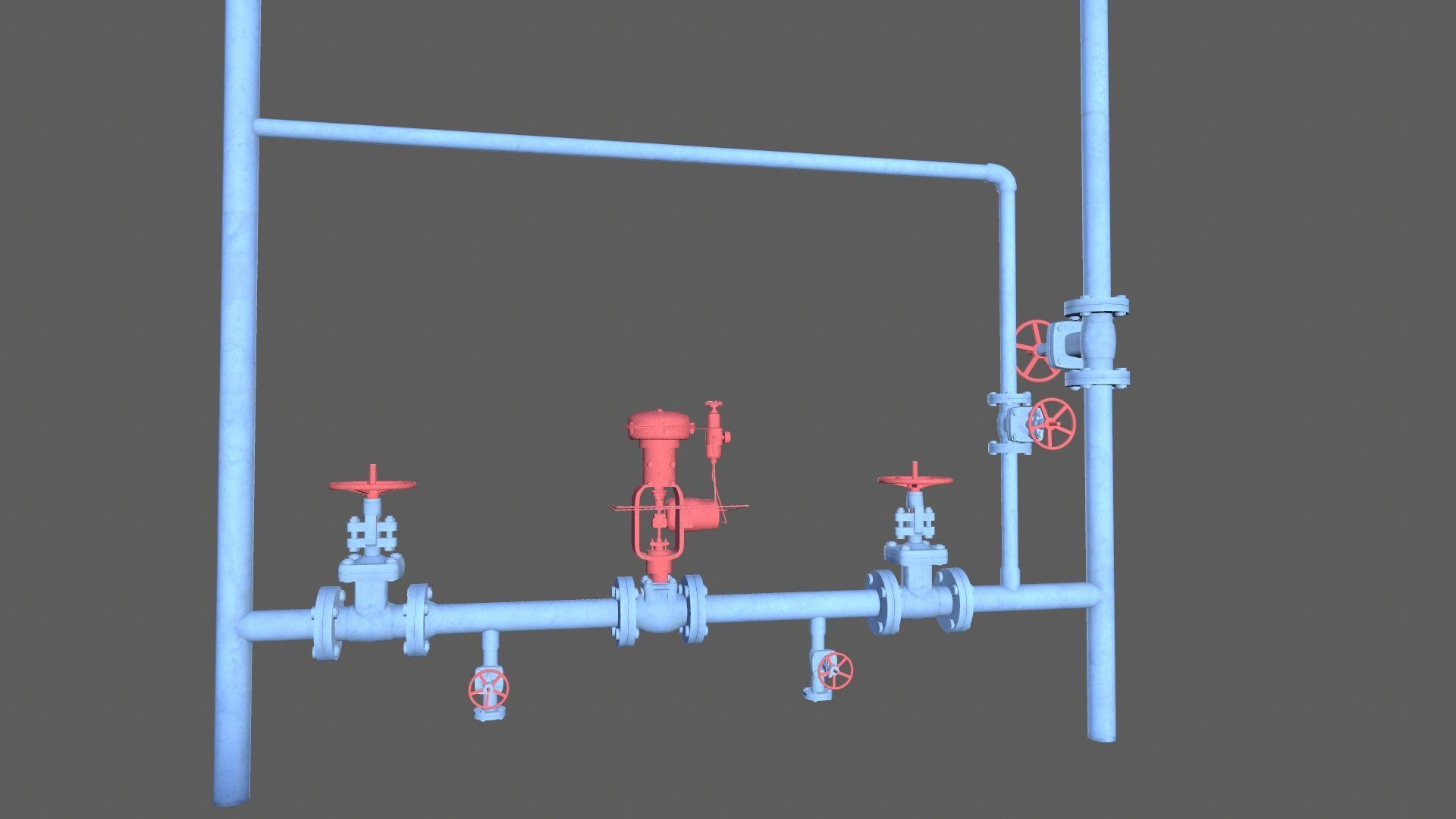 Valves and Pipe Low-poly 3D model_13