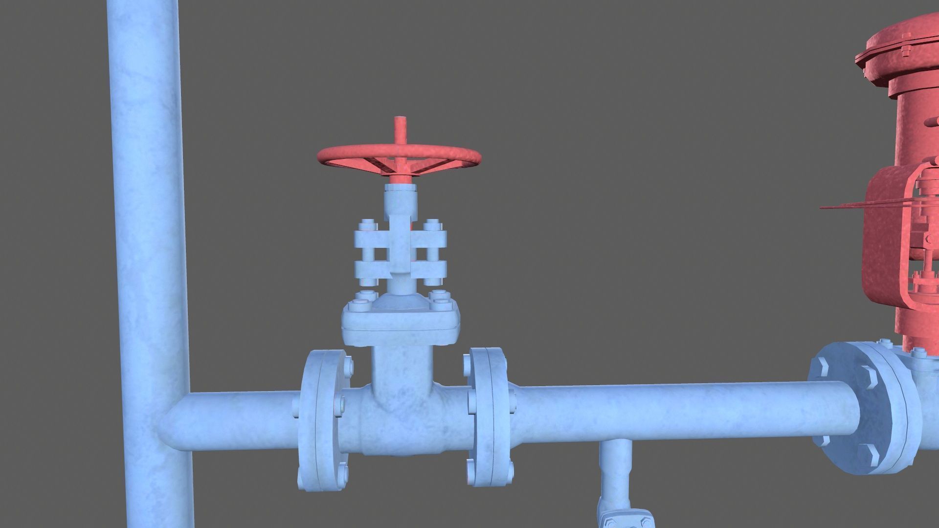 Valves and Pipe Low-poly 3D model_5