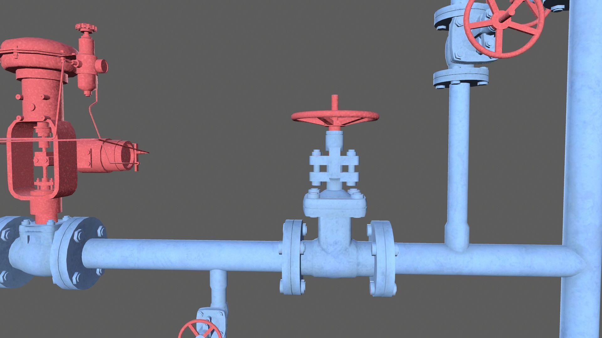Valves and Pipe Low-poly 3D model_9