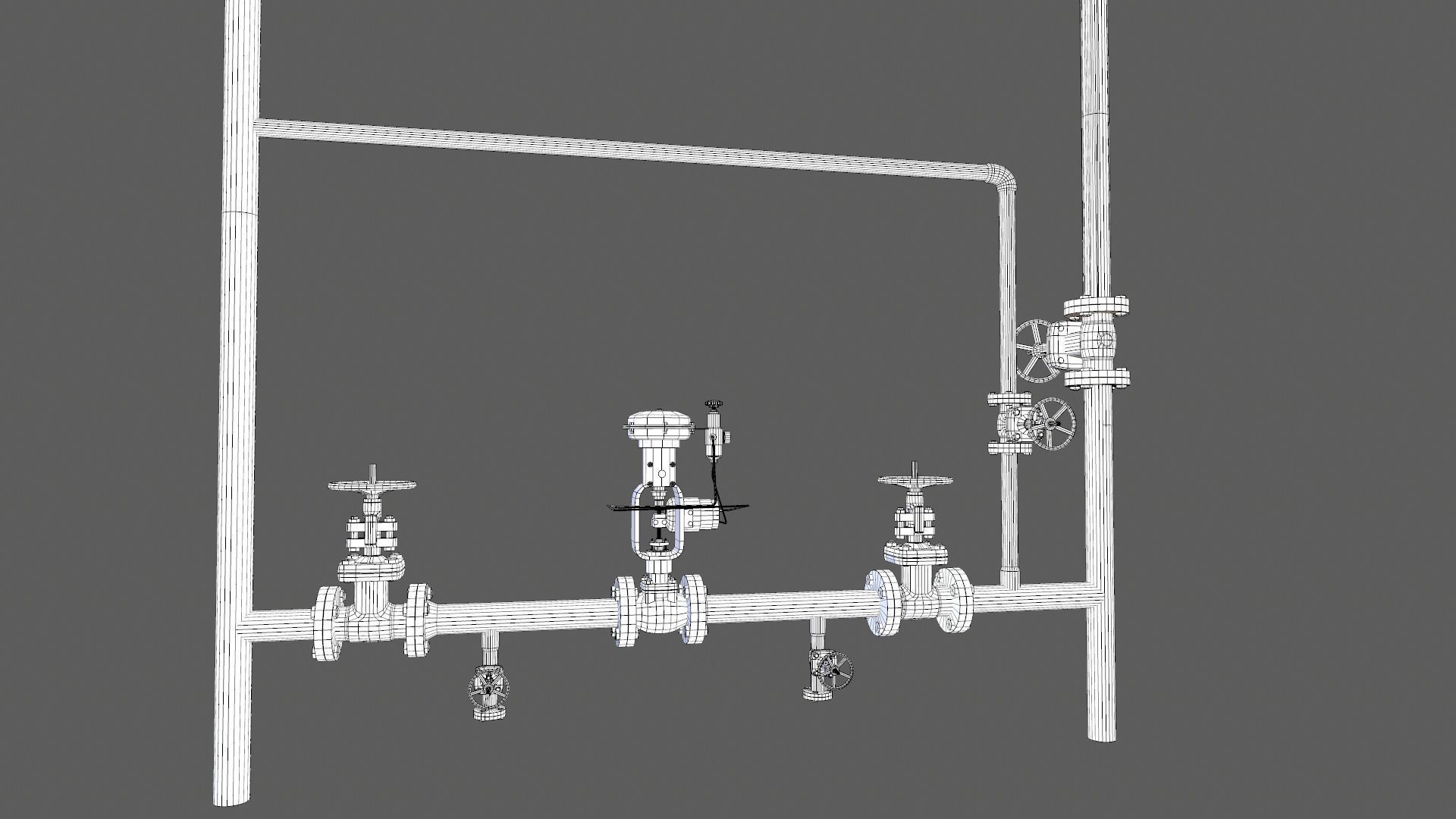Valves and Pipe Low-poly 3D model_14