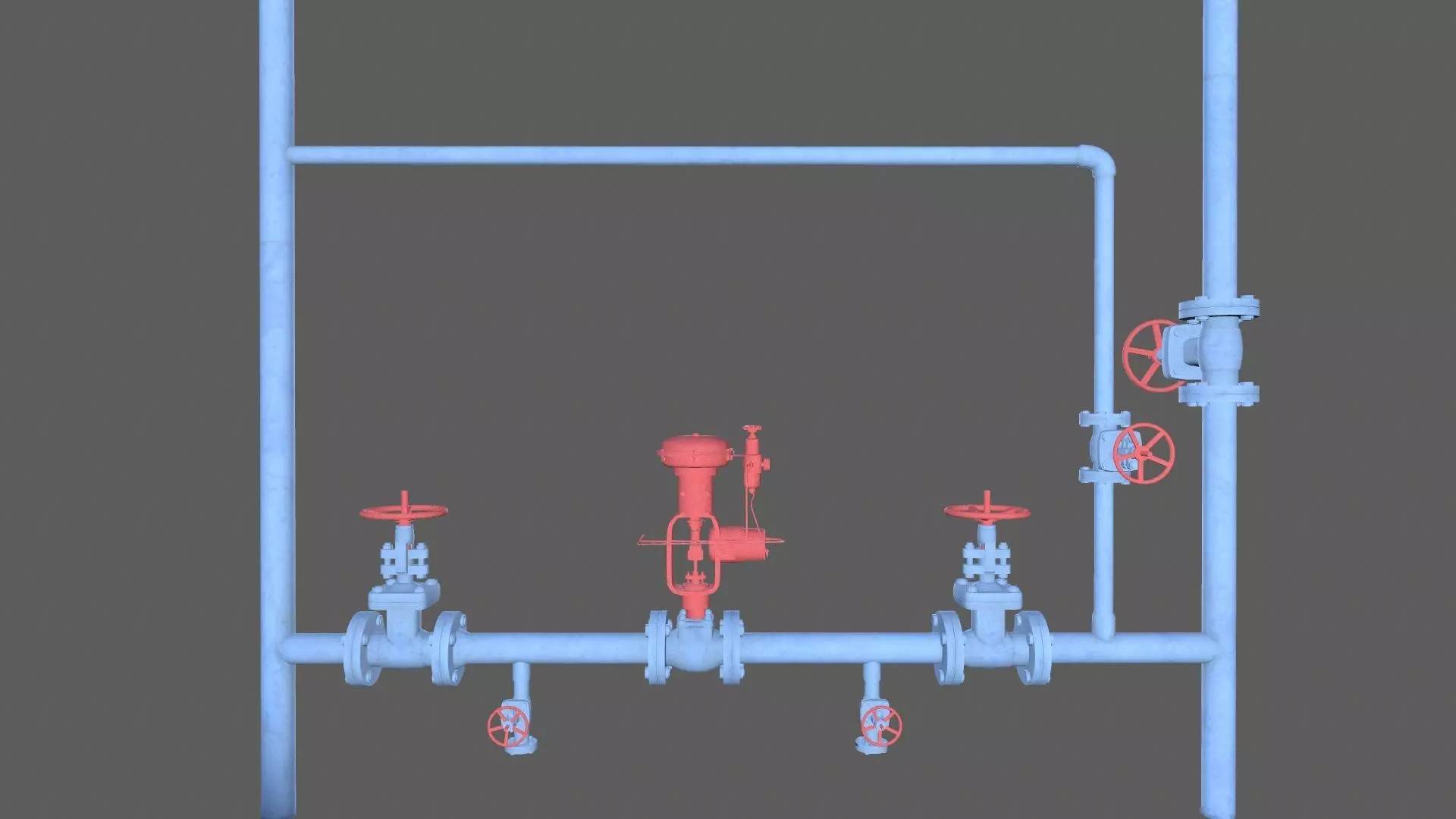 Valves and Pipe Low-poly 3D model_0