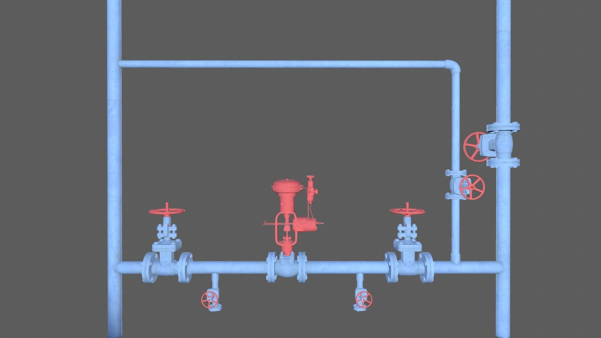 Valves and Pipe Low-poly 3D model_2