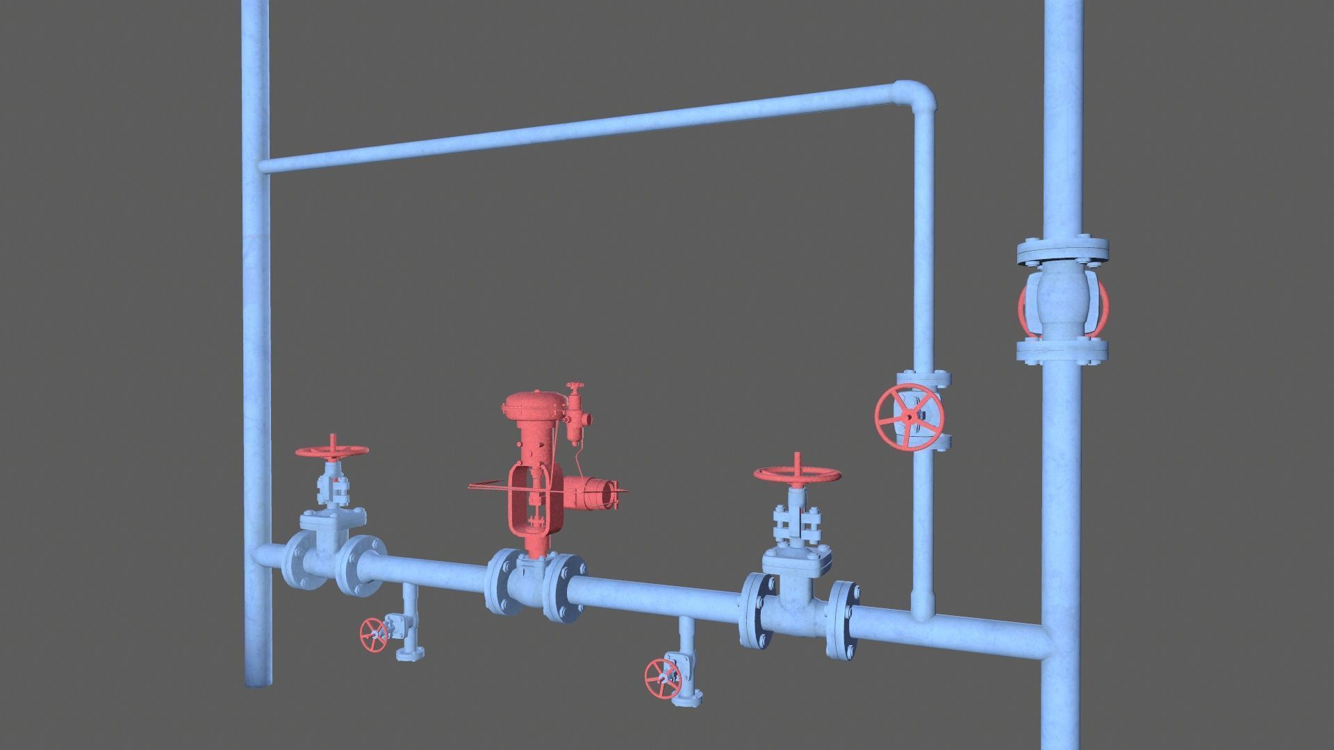 Valves and Pipe Low-poly 3D model_3