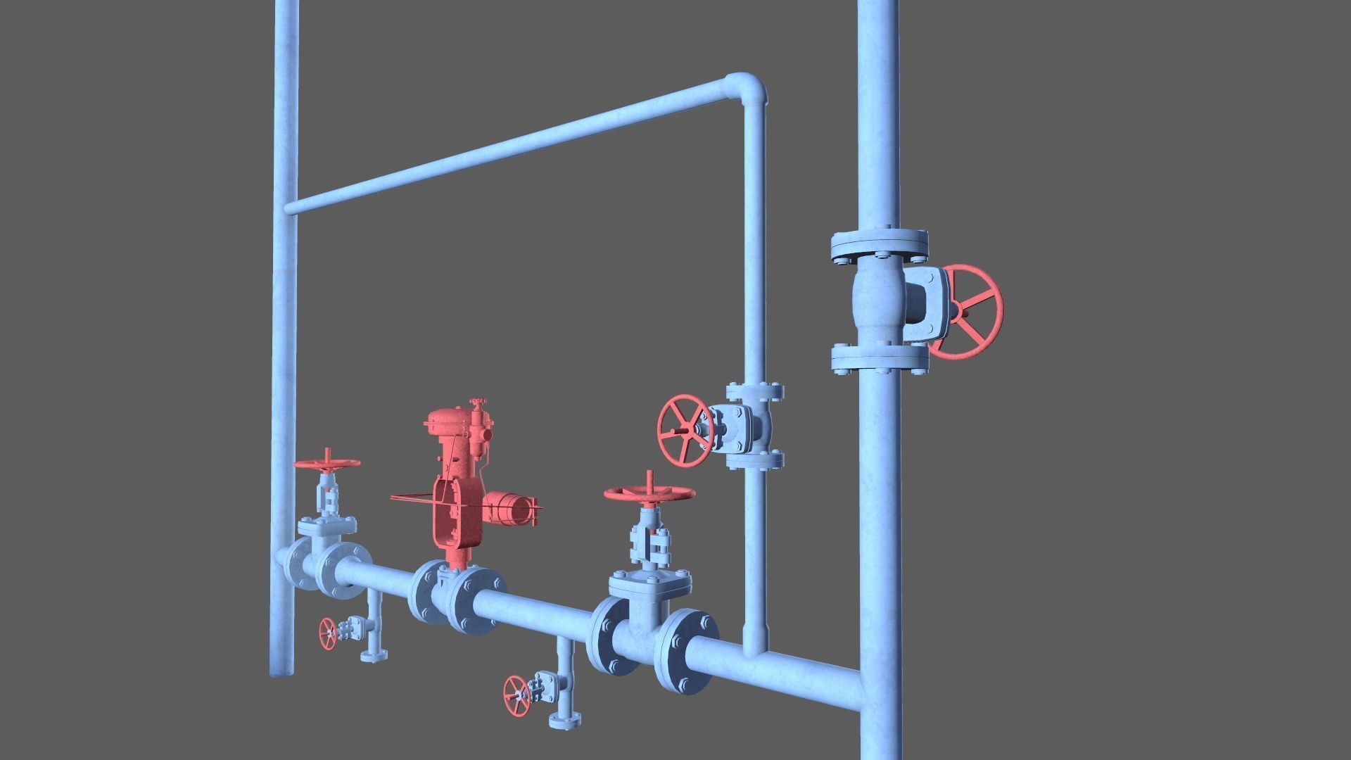 Valves and Pipe Low-poly 3D model_12