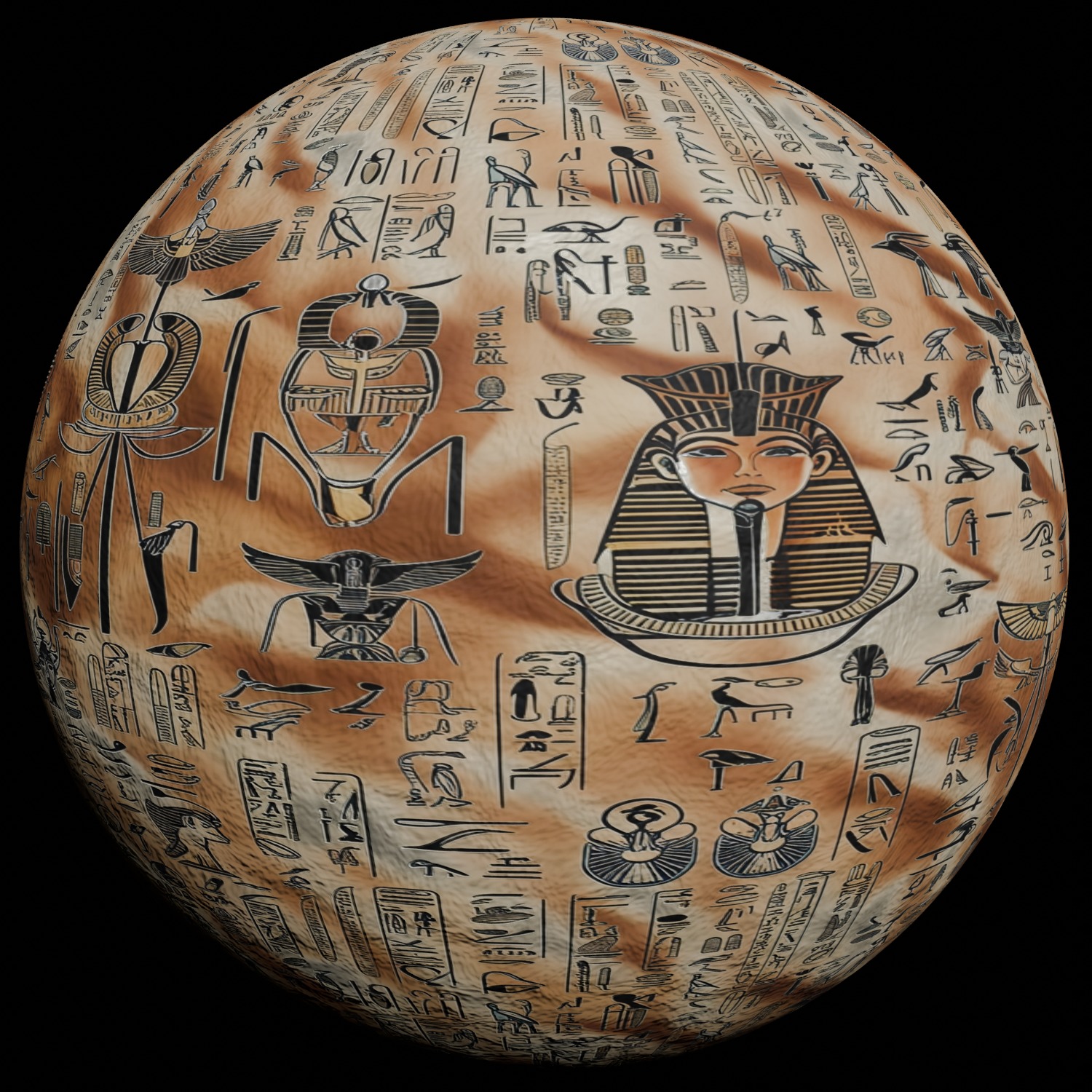 Ancient Egypt Hieroglyphs - VOL 2 - 12 Seamless PBR Texture_1