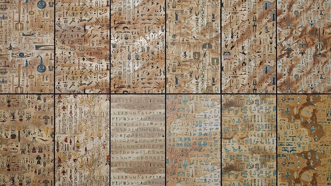 12 Egyptian Hieroglyphs Seamless Textures Texture