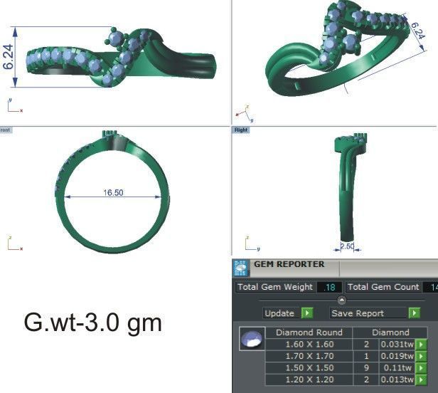Women Ring Render 3dm STL OBJ FBX Details 3D print model_8