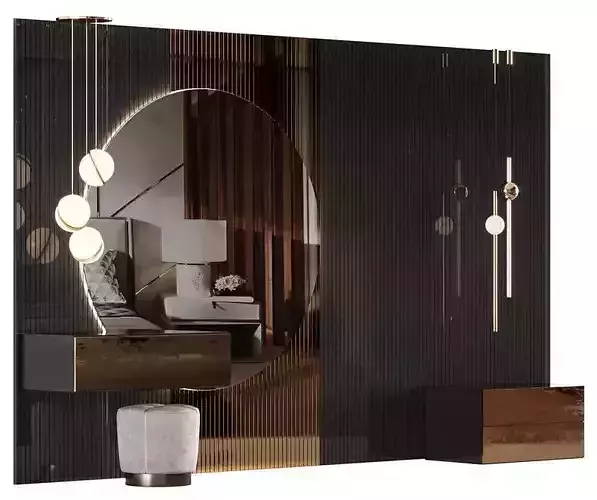 Wall panel and dressing table 3D Model