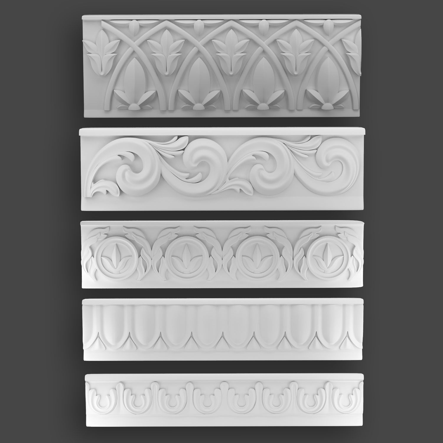 5 Borders Ornamental Pack 2 3D model_12