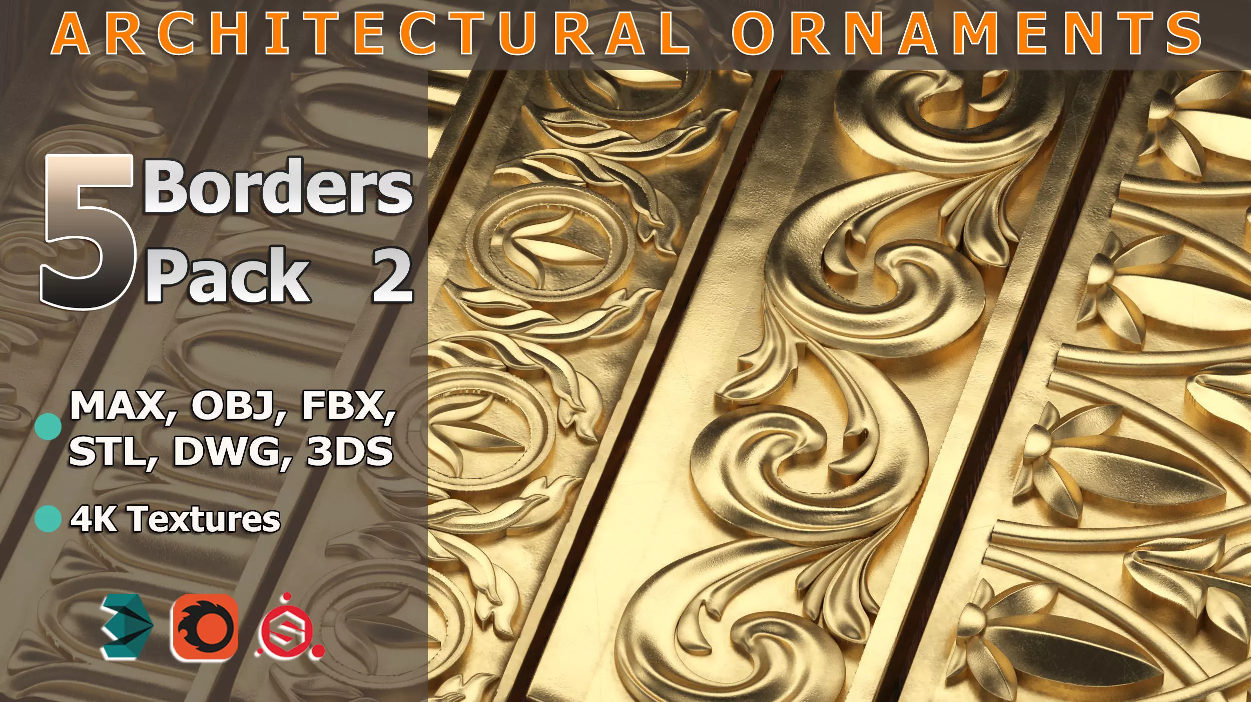 5 Borders Ornamental Pack 2 3D model_0