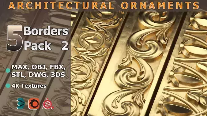 5 Borders Ornamental Pack 2 3D model