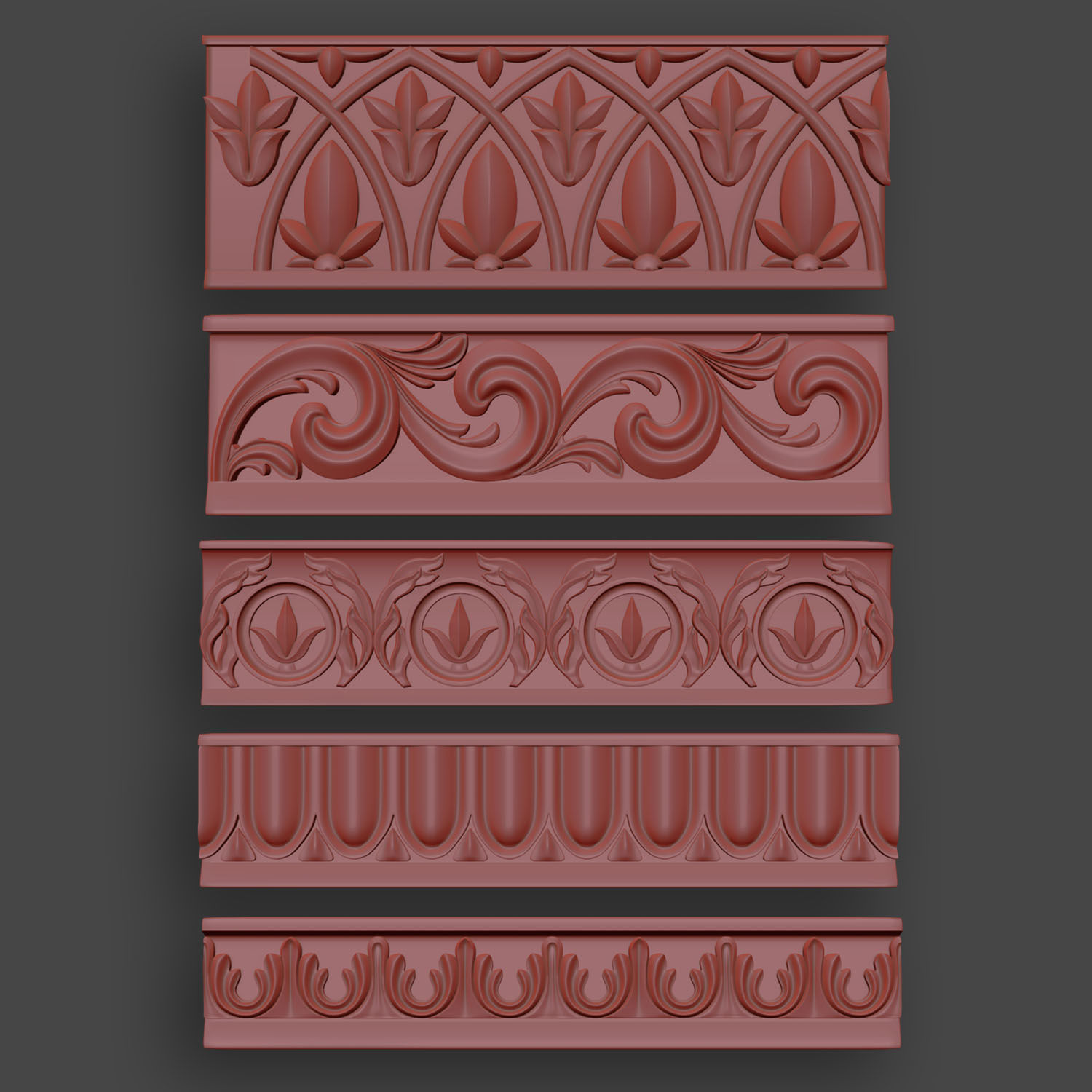 5 Borders Ornamental Pack 2 3D model_18