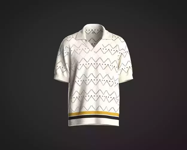 Mens Polo Shirt with knitted mesh fabric and Johnny Collar