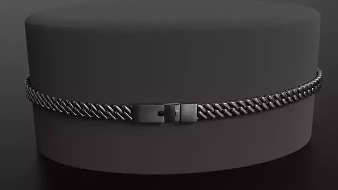 Photorealistic Cuban Bracelet Model With a Box Clip
