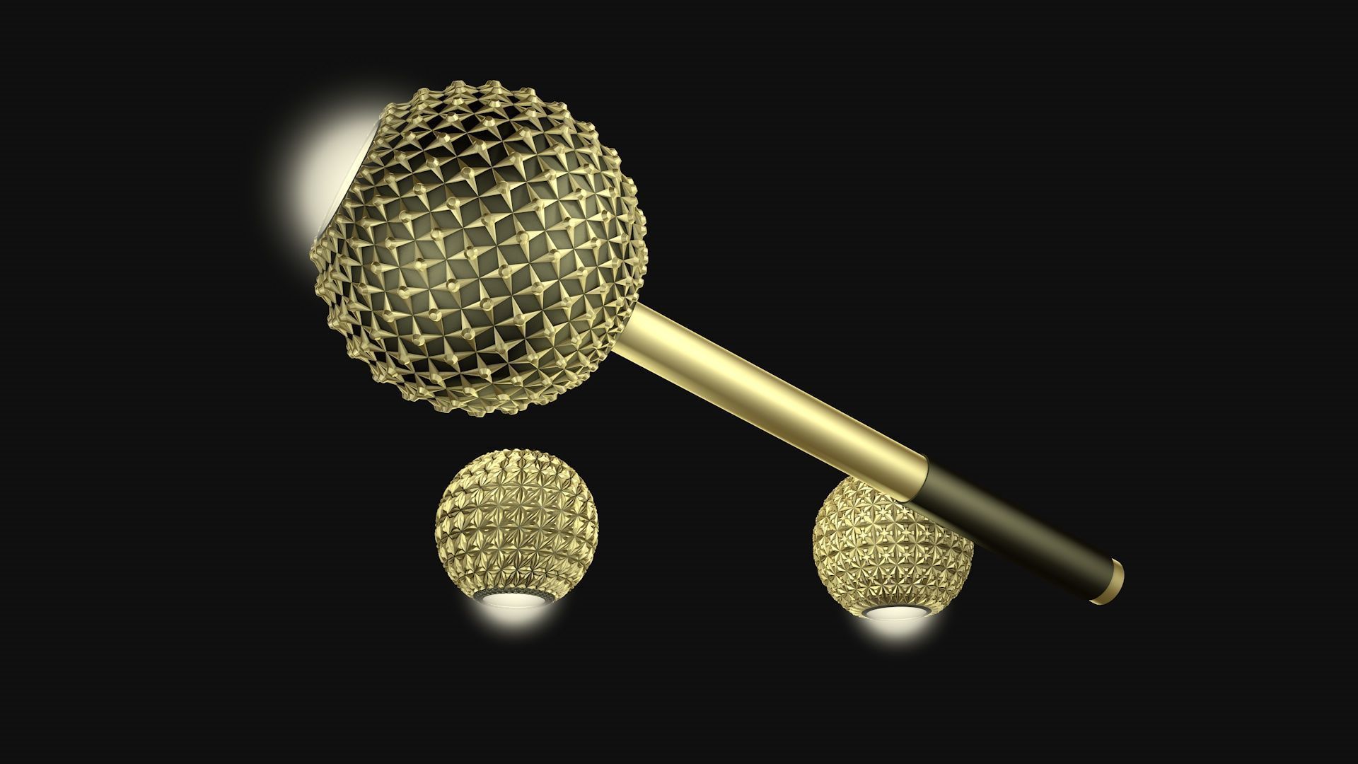 Golden balls lighting 3D model_6