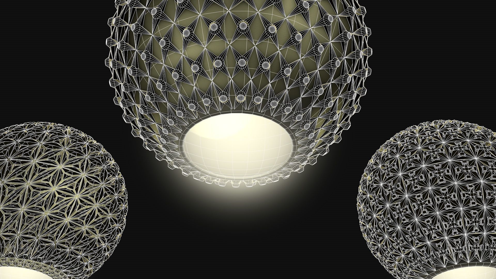 Golden balls lighting 3D model_7