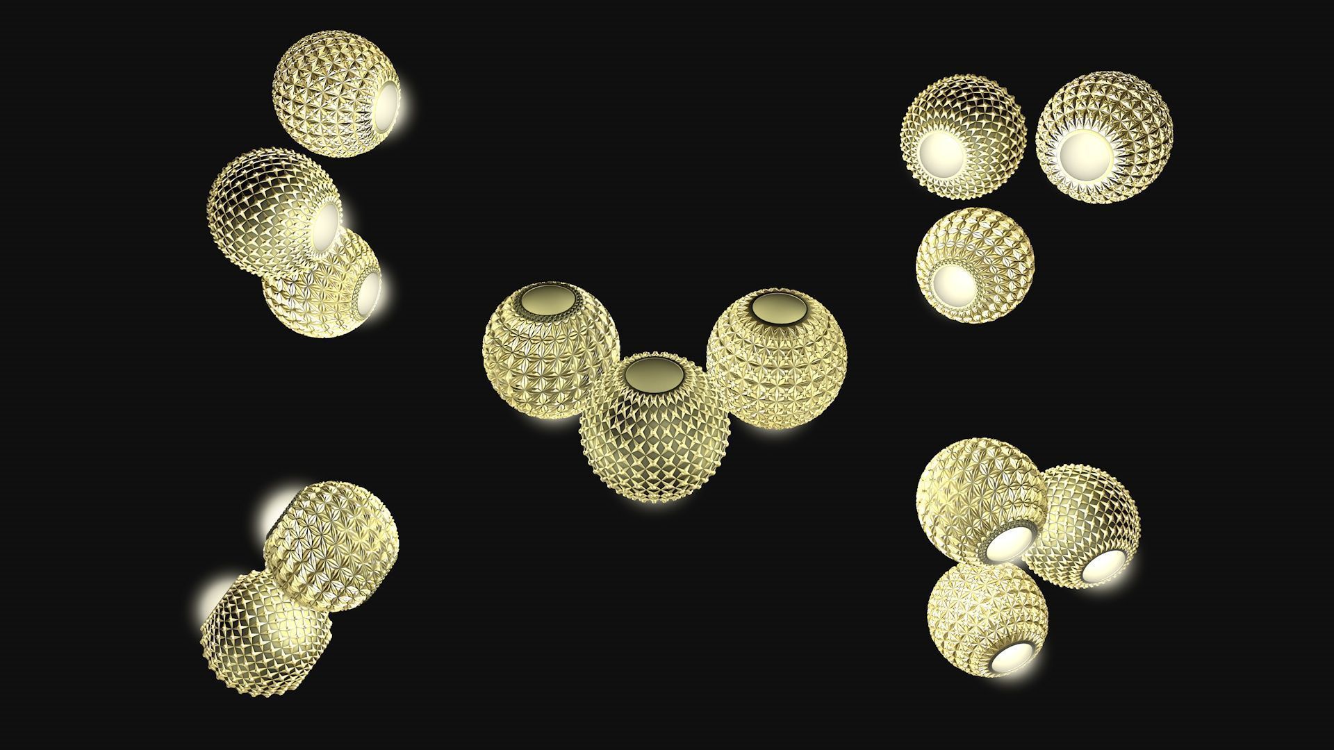 Golden balls lighting 3D model_3