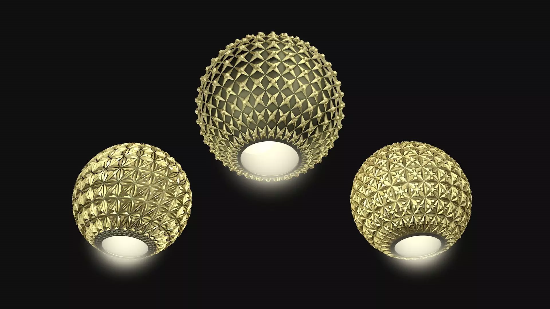 Golden balls lighting 3D model_0