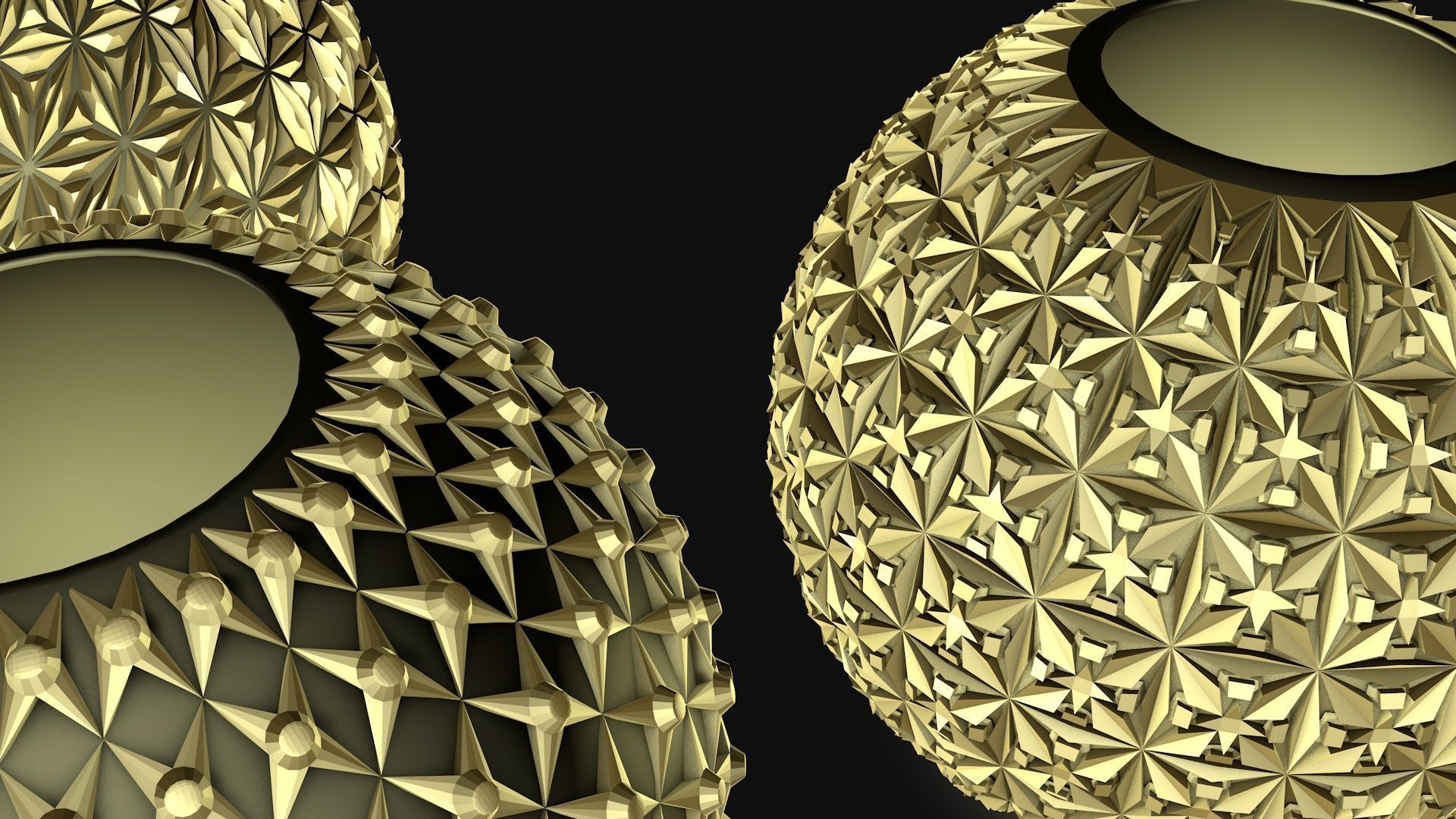 Golden balls lighting 3D model_2