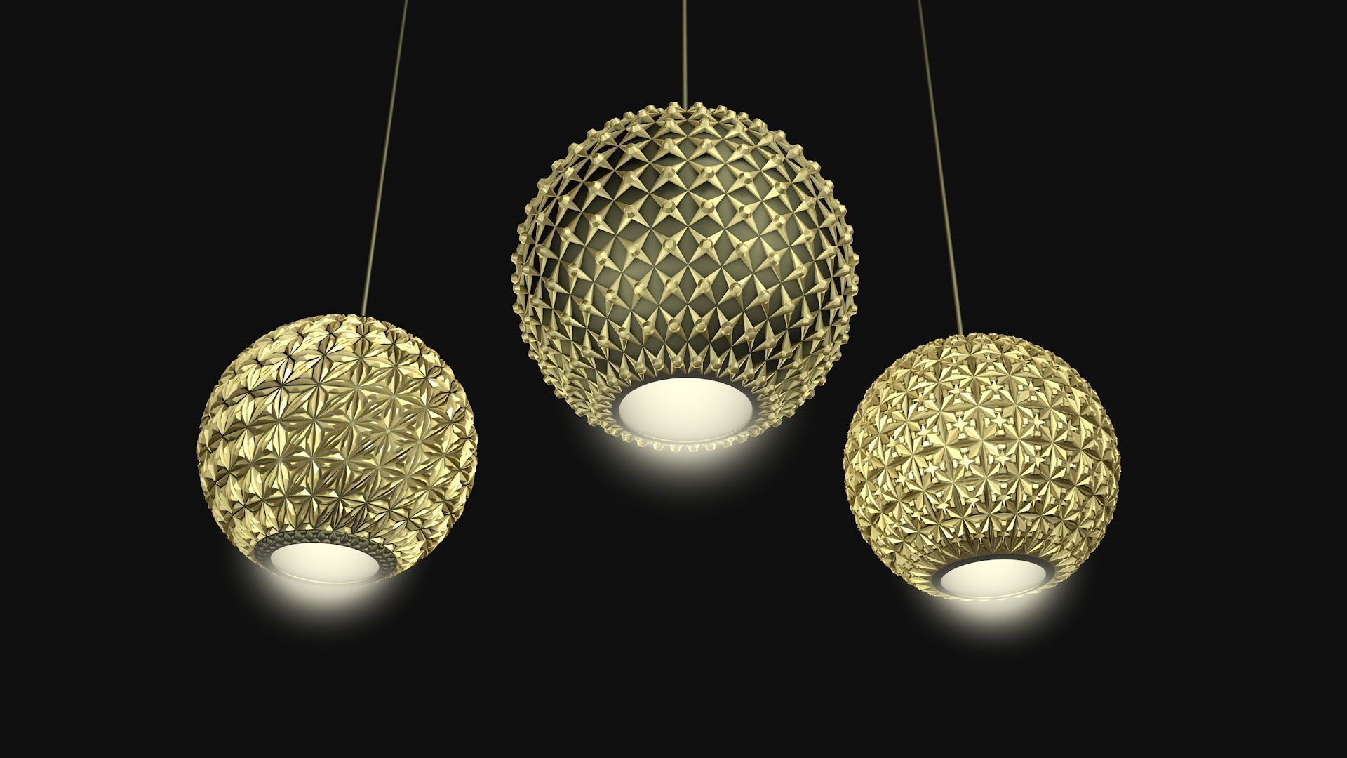 Golden balls lighting 3D model_5