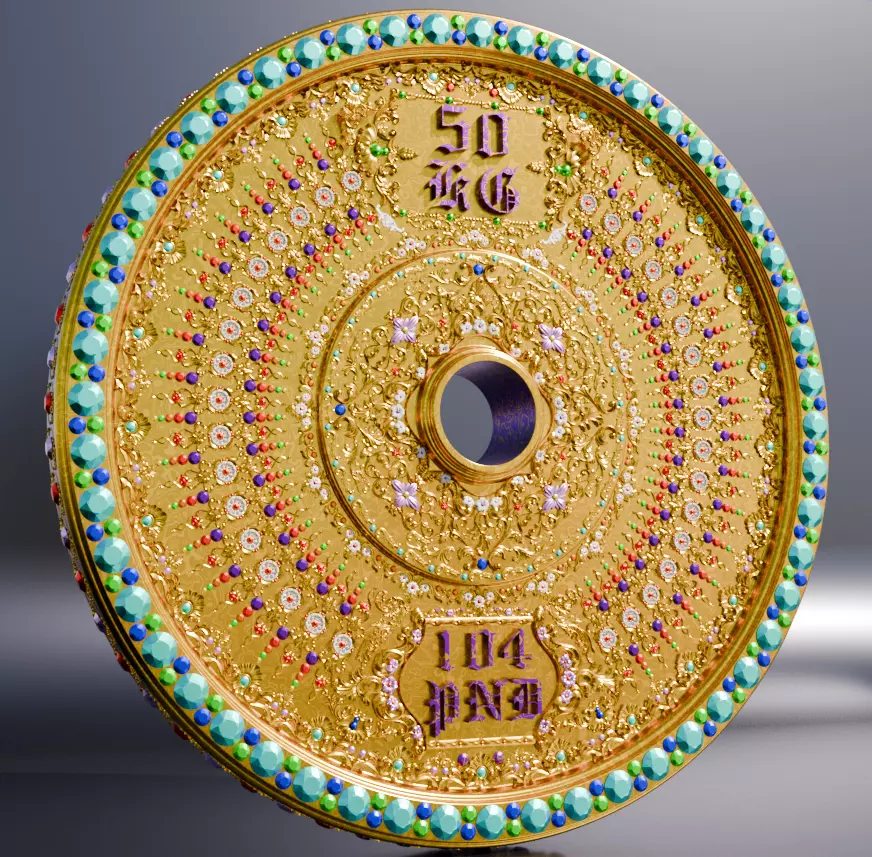 High-polly Ornamental Gym Weight Plate 3D model
