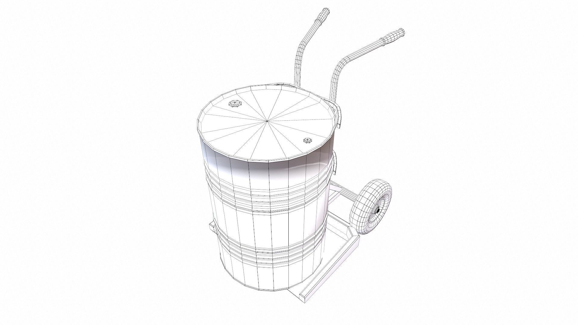 Oil Drum and Trolley Low-poly 3D model_10