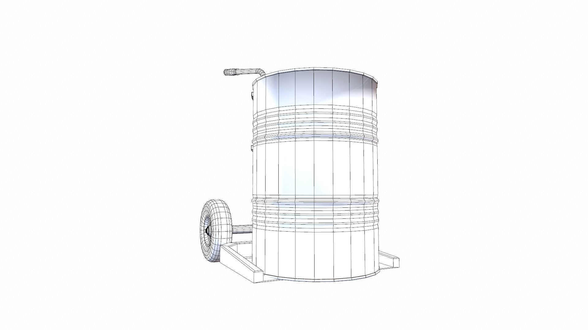 Oil Drum and Trolley Low-poly 3D model_9