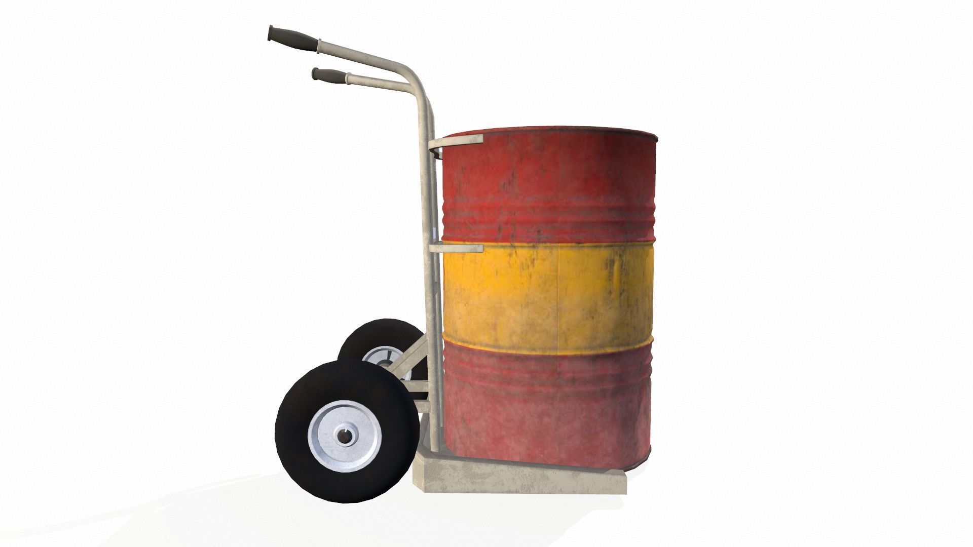 Oil Drum and Trolley Low-poly 3D model_3