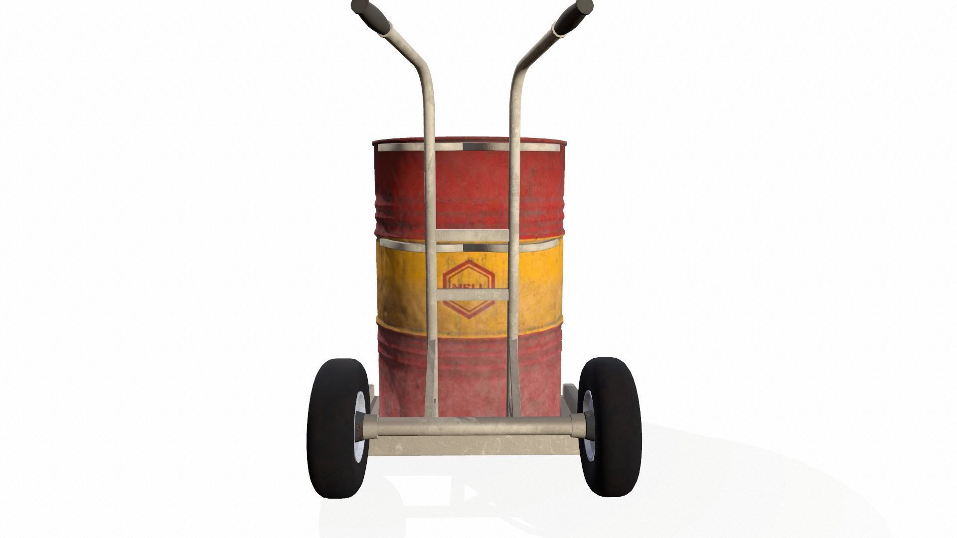 Oil Drum and Trolley Low-poly 3D model_4