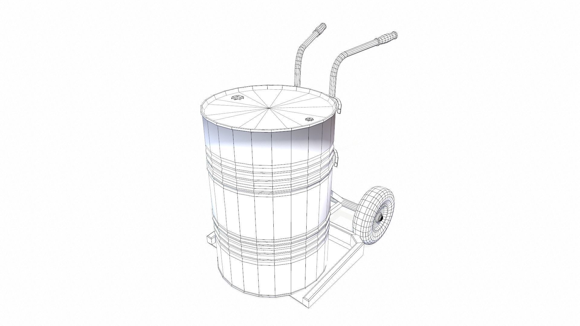 Oil Drum and Trolley Low-poly 3D model_8