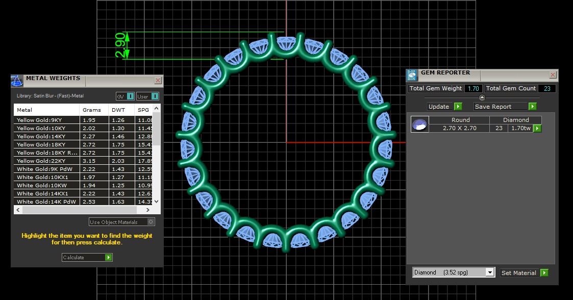 U Shaped Eternity Ring 2 point 7 mm stone size swiss 15 and EU55 3D print model_4