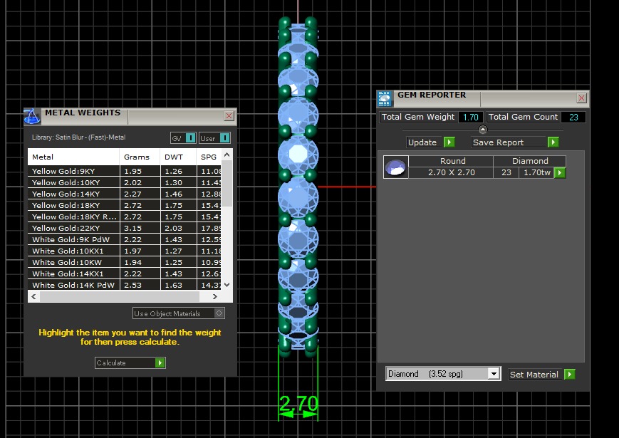U Shaped Eternity Ring 2 point 7 mm stone size swiss 15 and EU55 3D print model_5