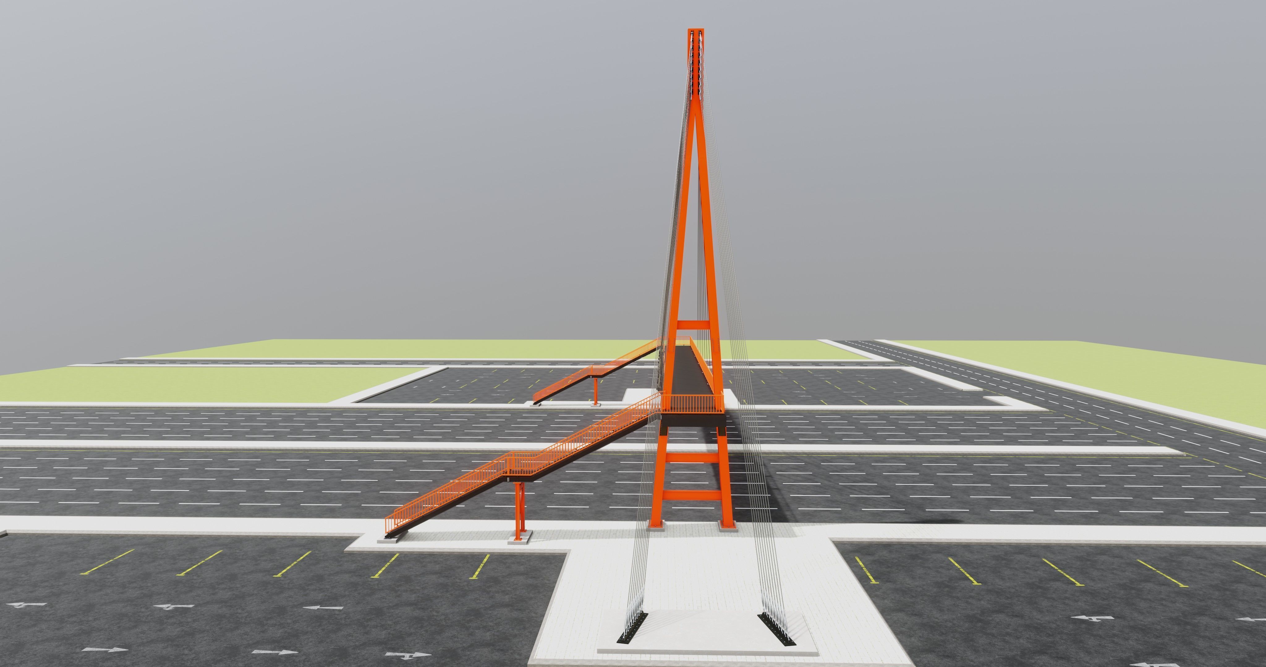 Rope Tension Pedestrian Overpass Type-1 3D model_37