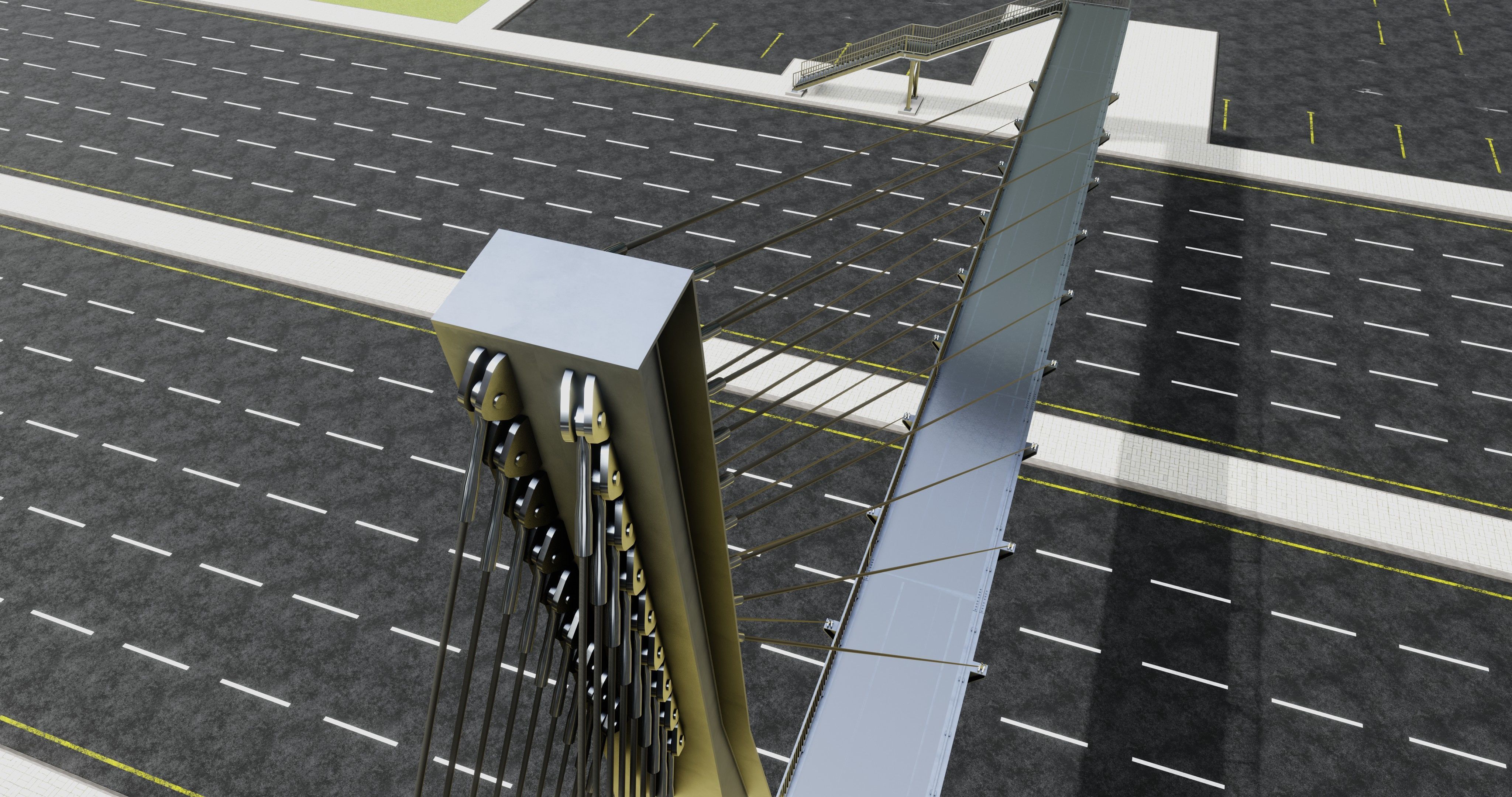 Rope Tension Pedestrian Overpass Type-1 3D model_29