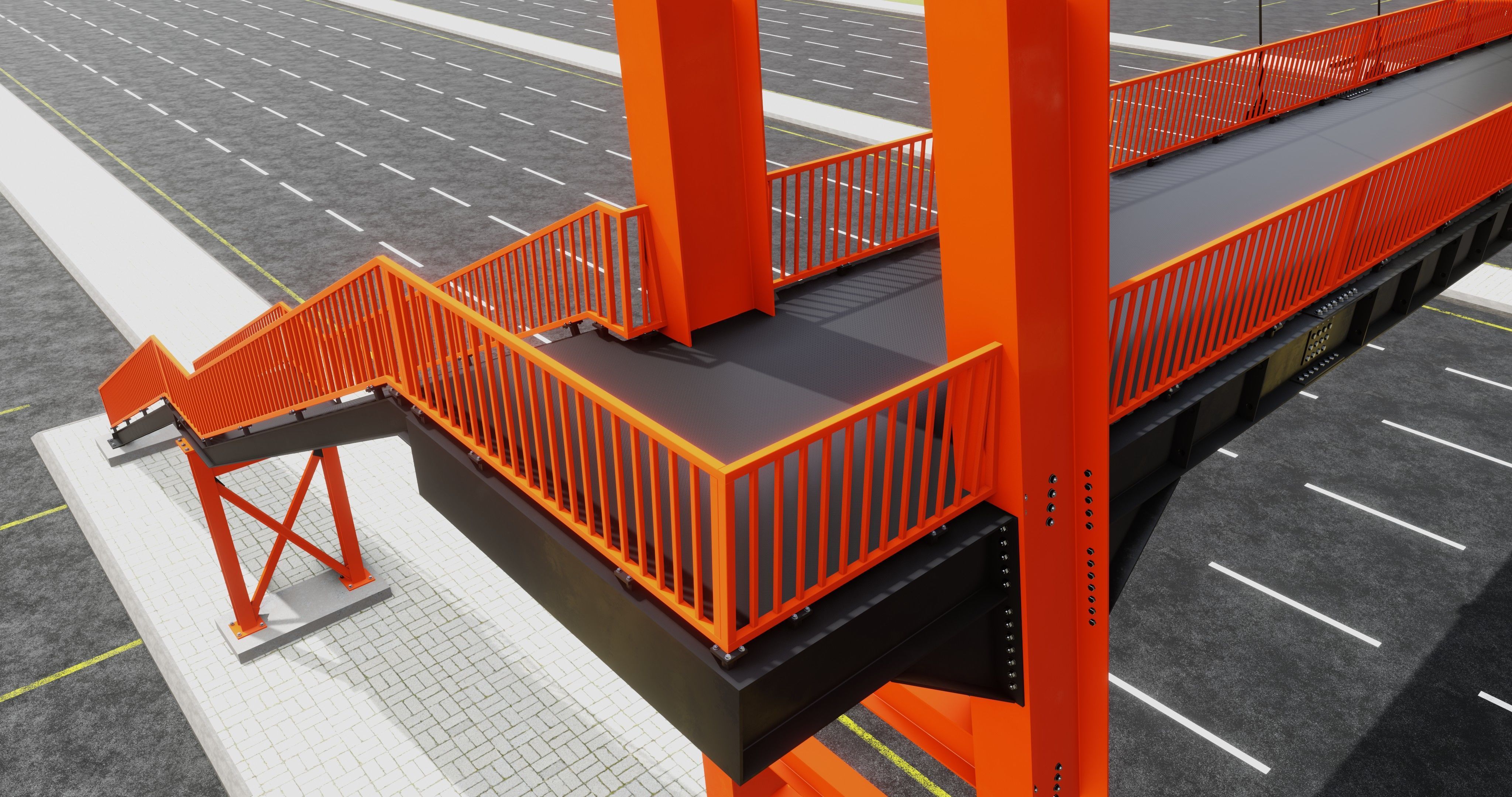 Rope Tension Pedestrian Overpass Type-1 3D model_17
