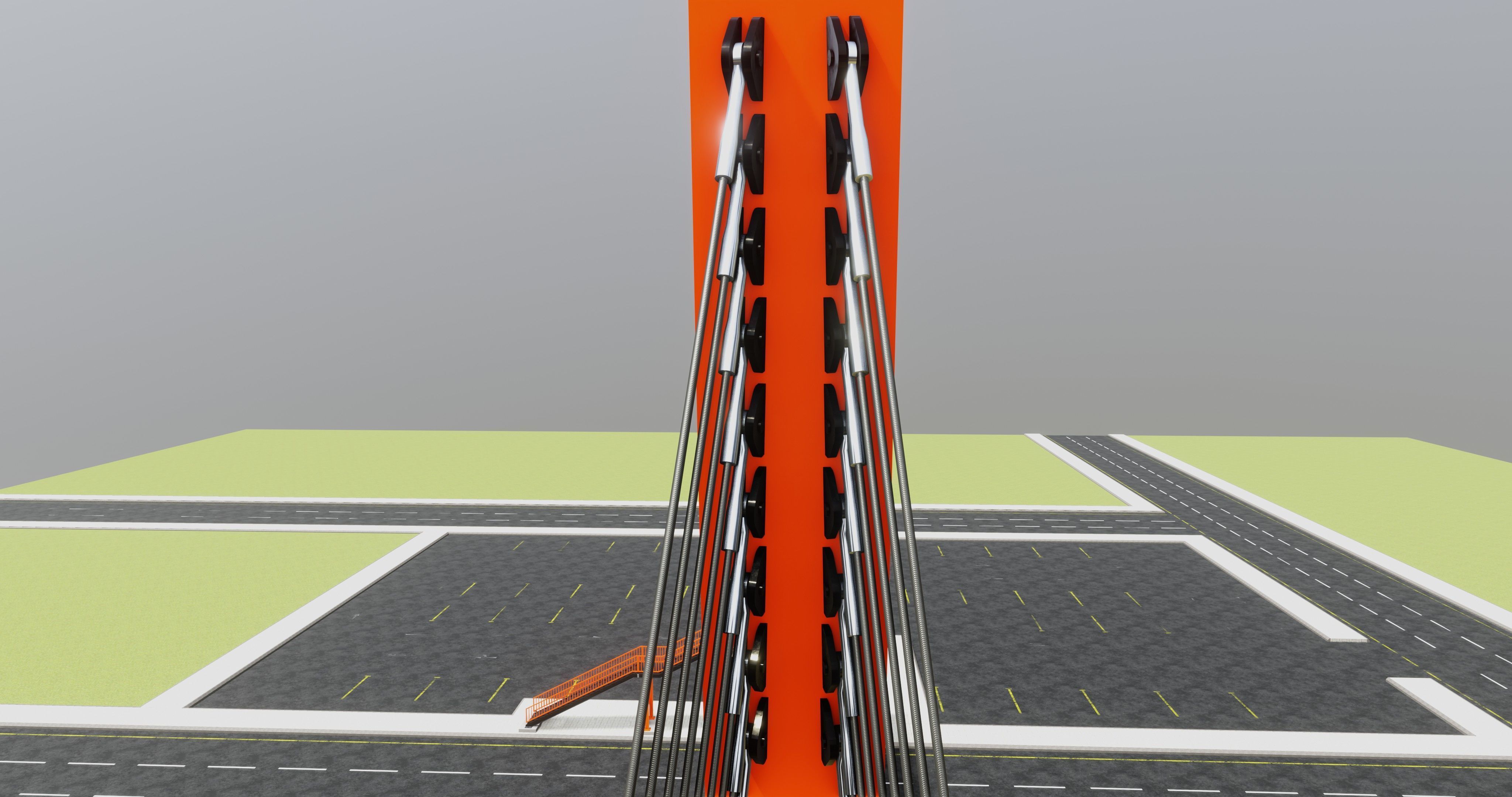 Rope Tension Pedestrian Overpass Type-1 3D model_20