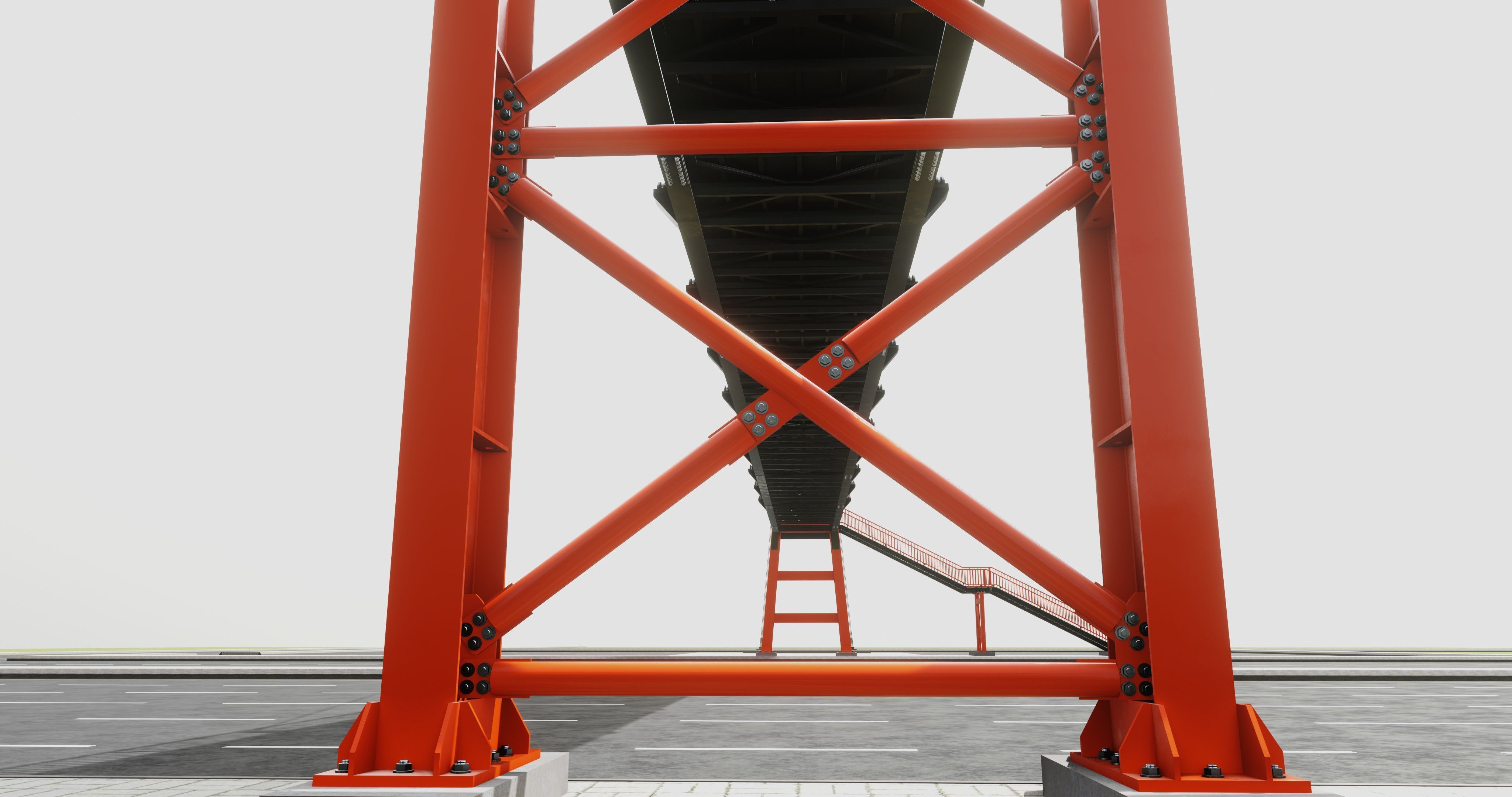 Rope Tension Pedestrian Overpass Type-1 3D model_10