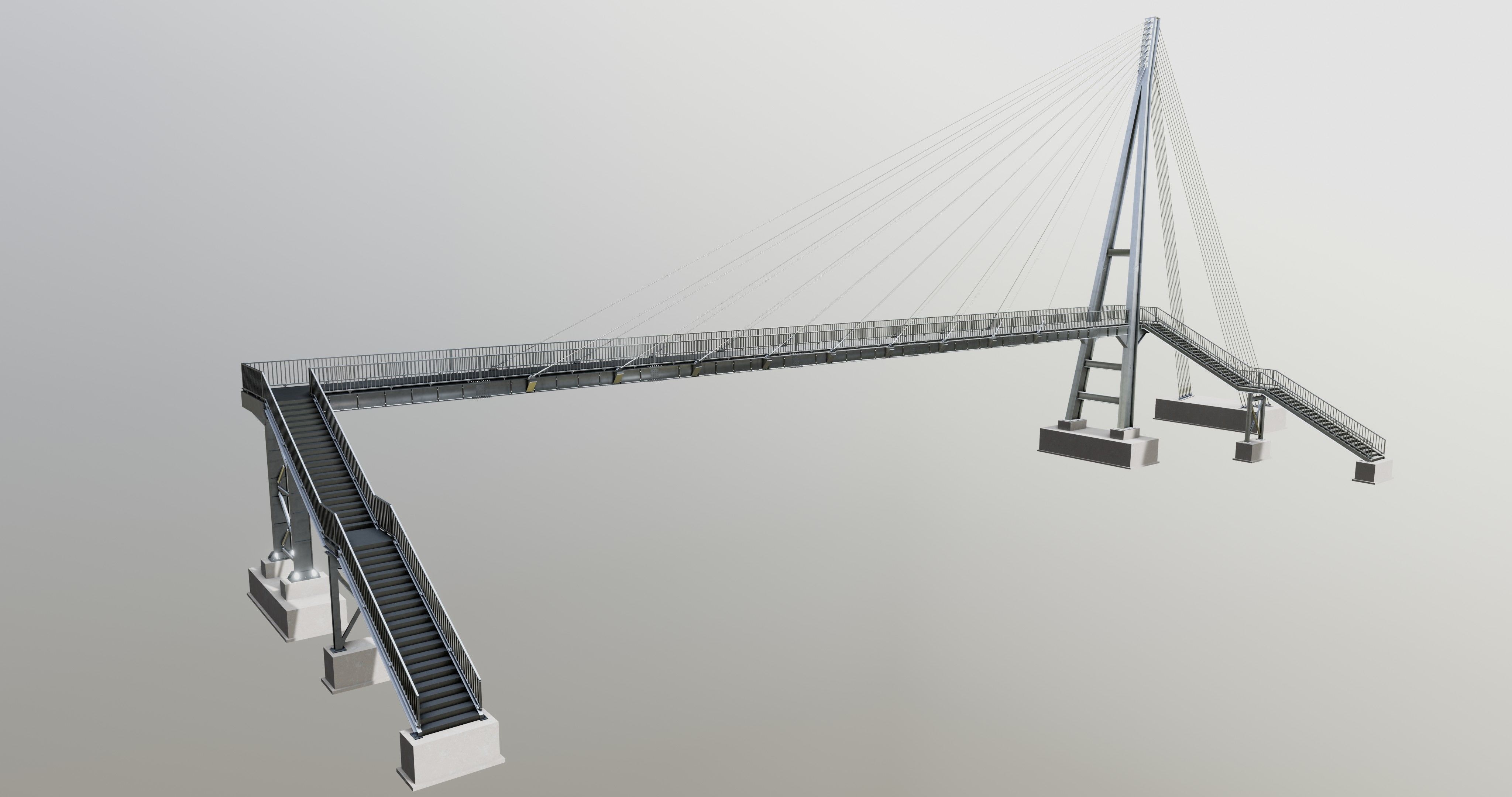 Rope Tension Pedestrian Overpass Type-1 3D model_31
