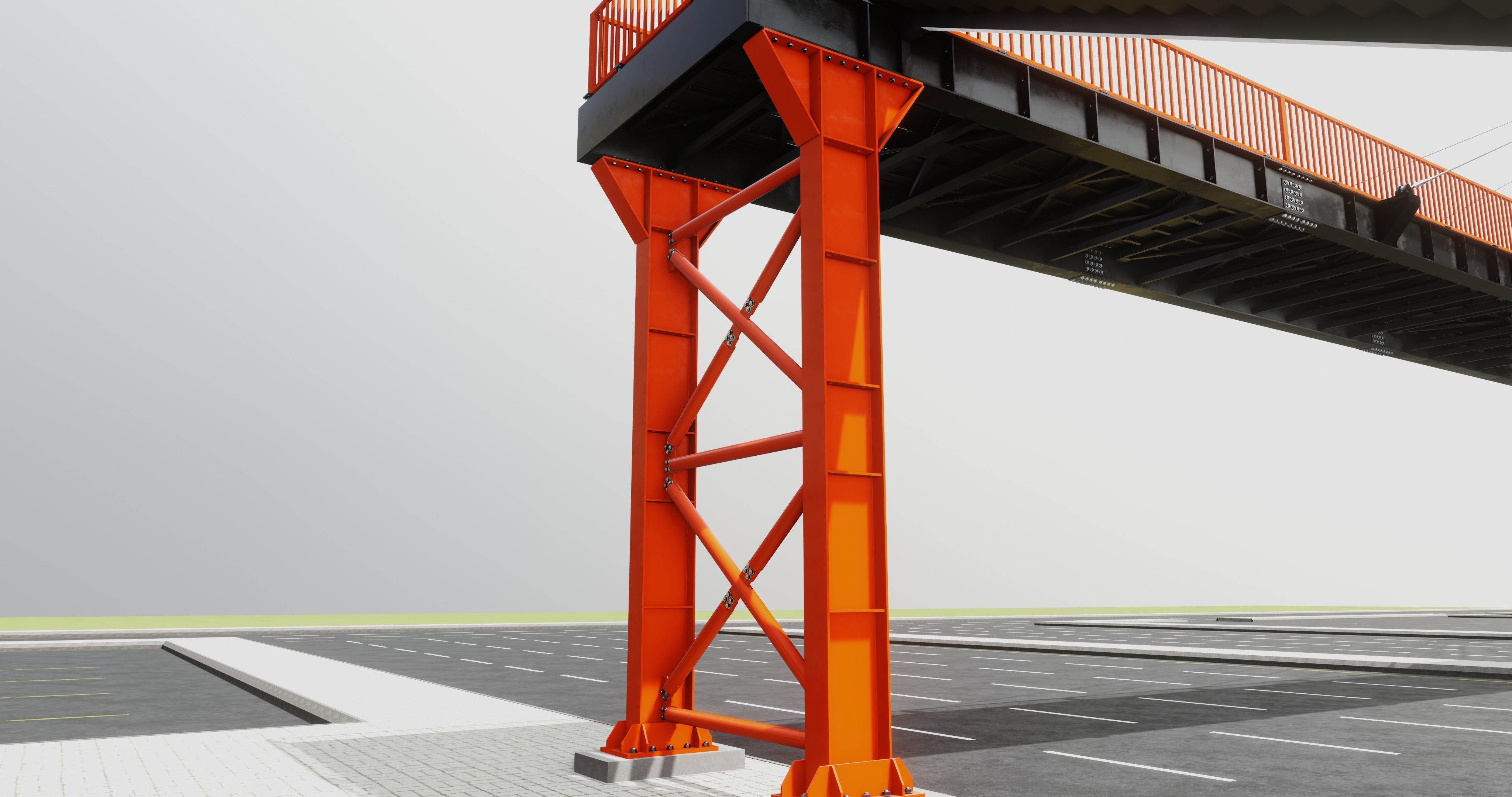 Rope Tension Pedestrian Overpass Type-1 3D model_9