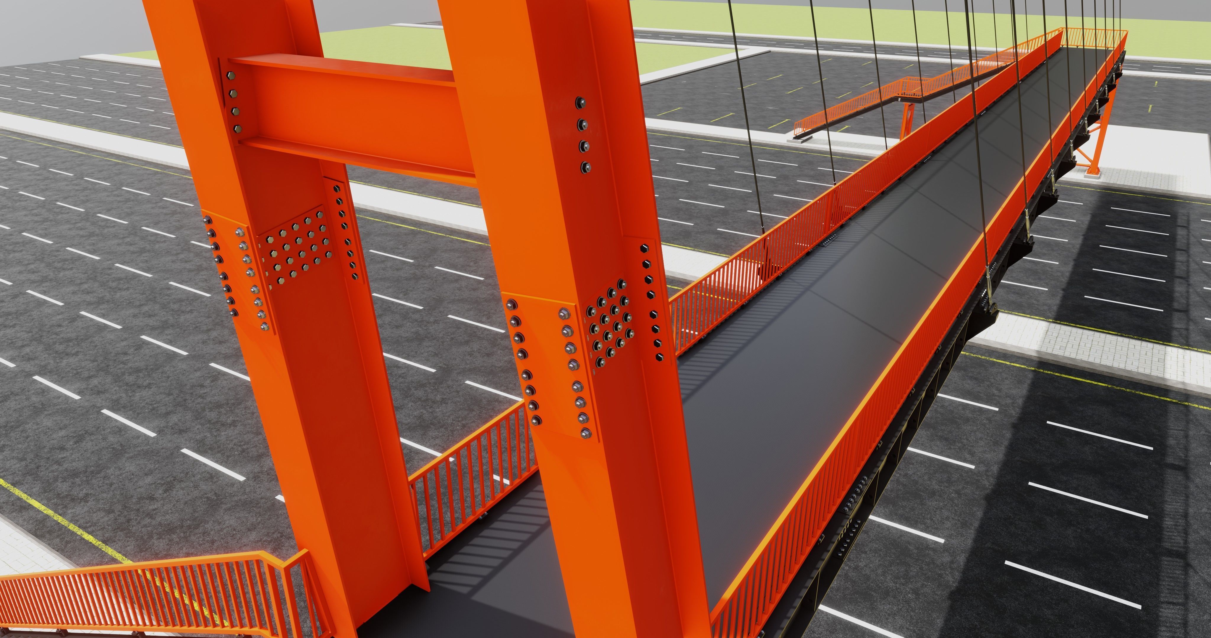 Rope Tension Pedestrian Overpass Type-1 3D model_18