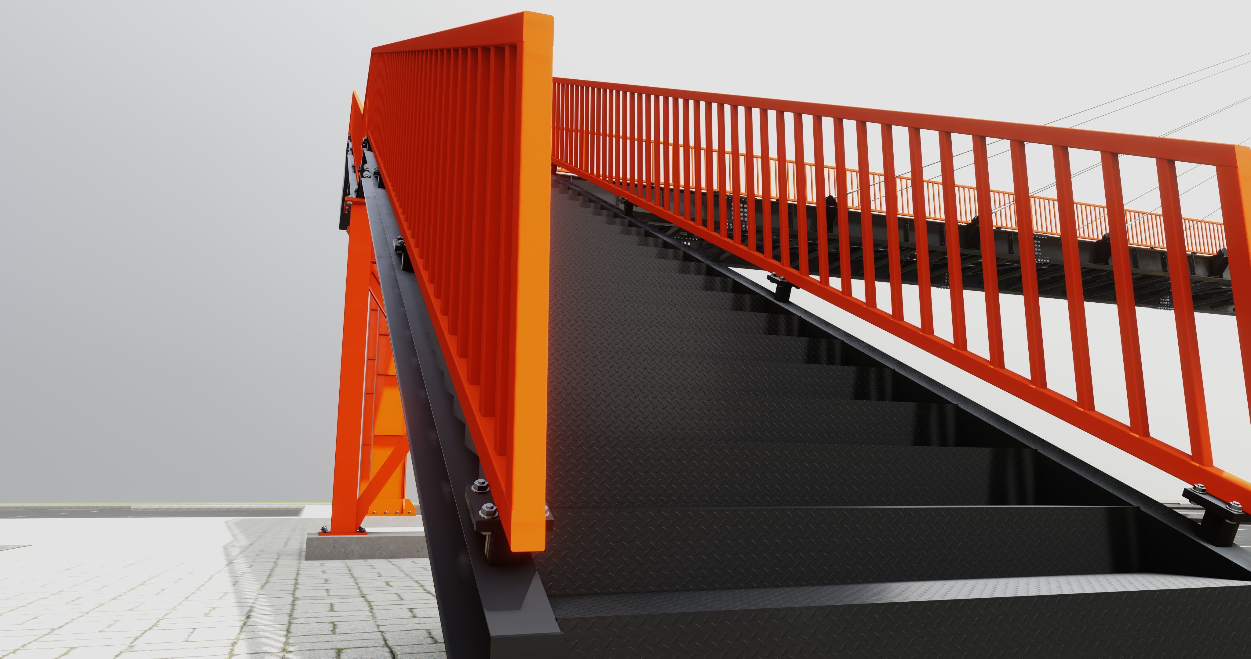 Rope Tension Pedestrian Overpass Type-1 3D model_7