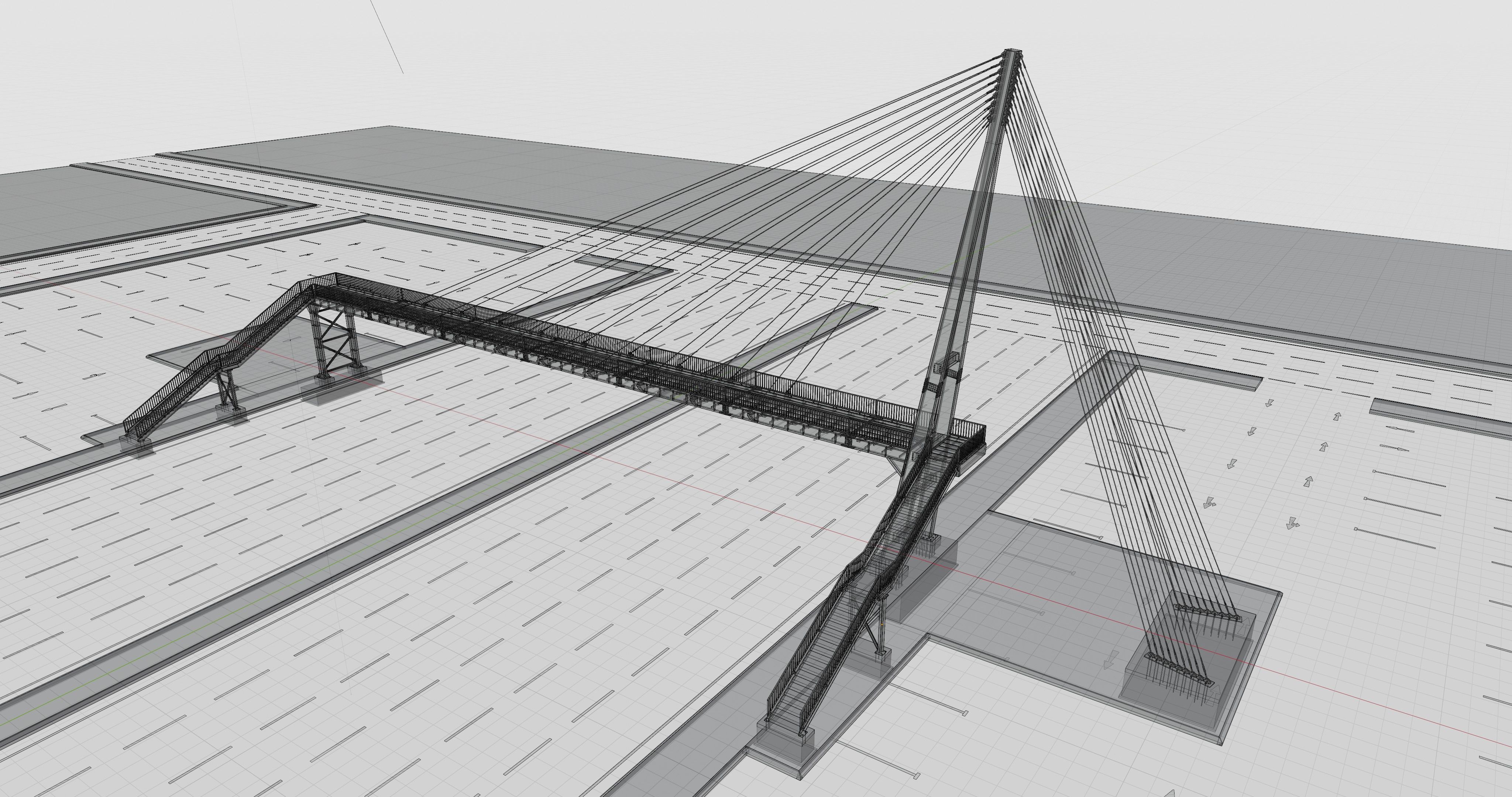 Rope Tension Pedestrian Overpass Type-1 3D model_40