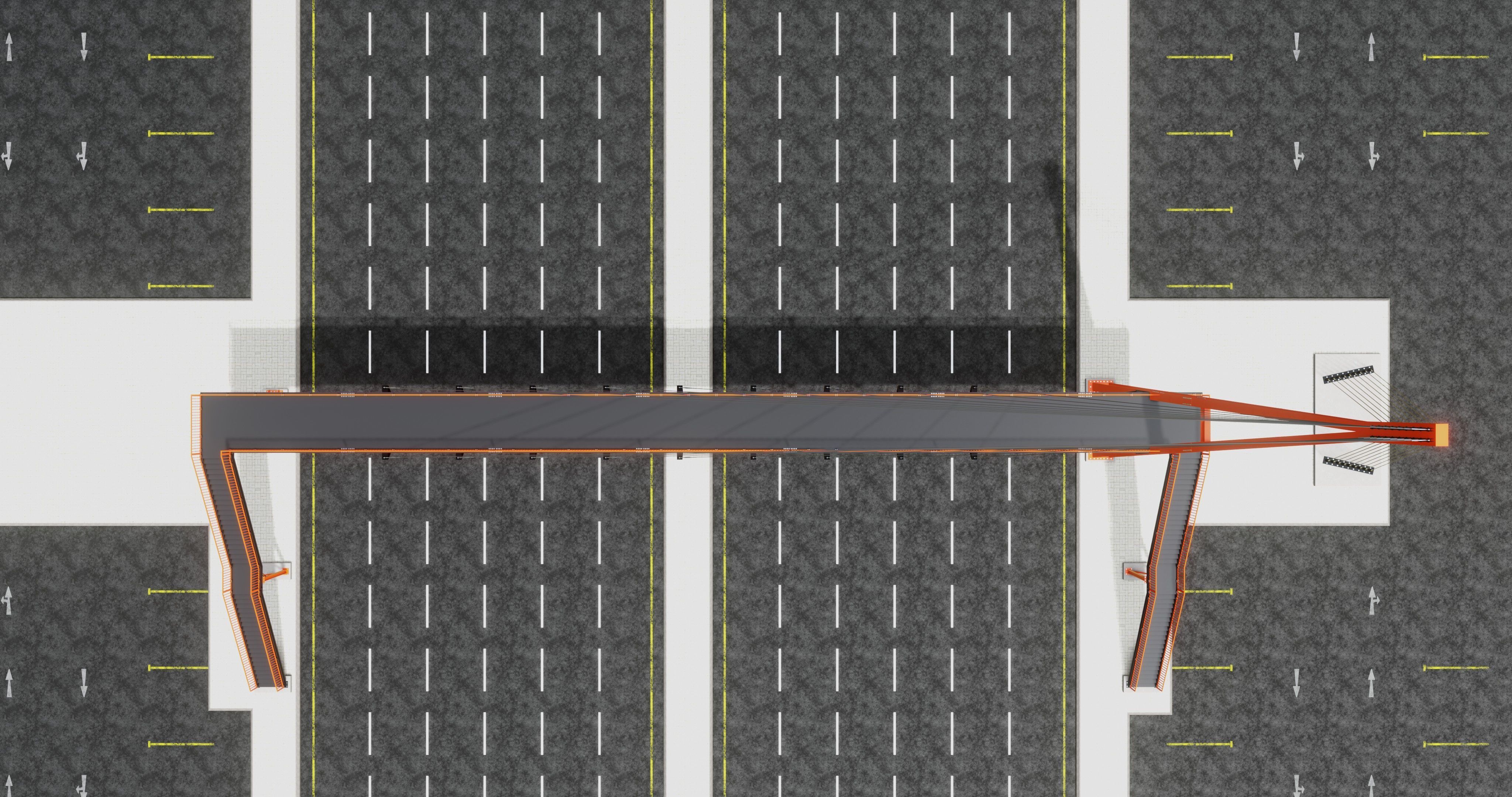 Rope Tension Pedestrian Overpass Type-1 3D model_6
