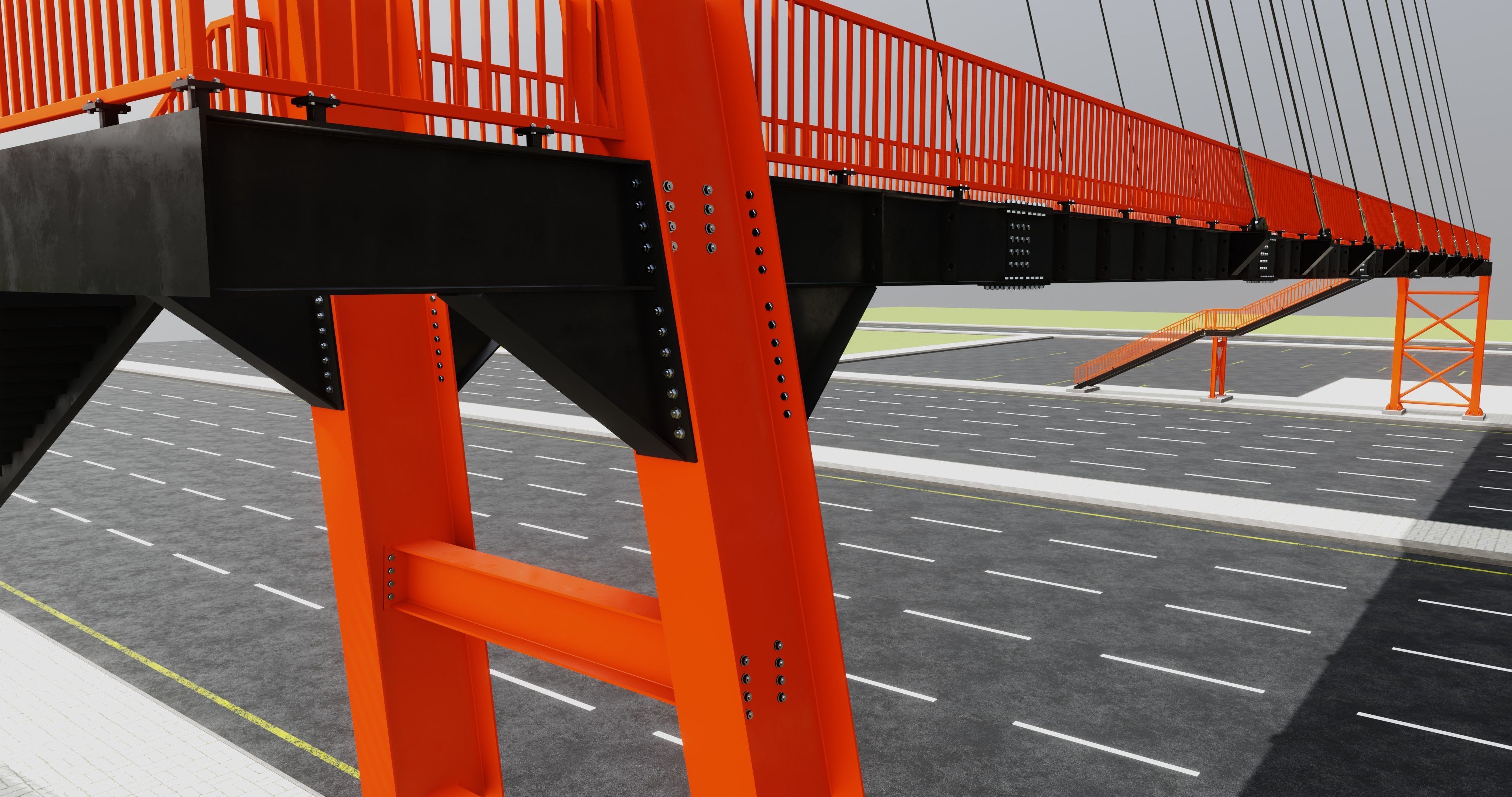 Rope Tension Pedestrian Overpass Type-1 3D model_15