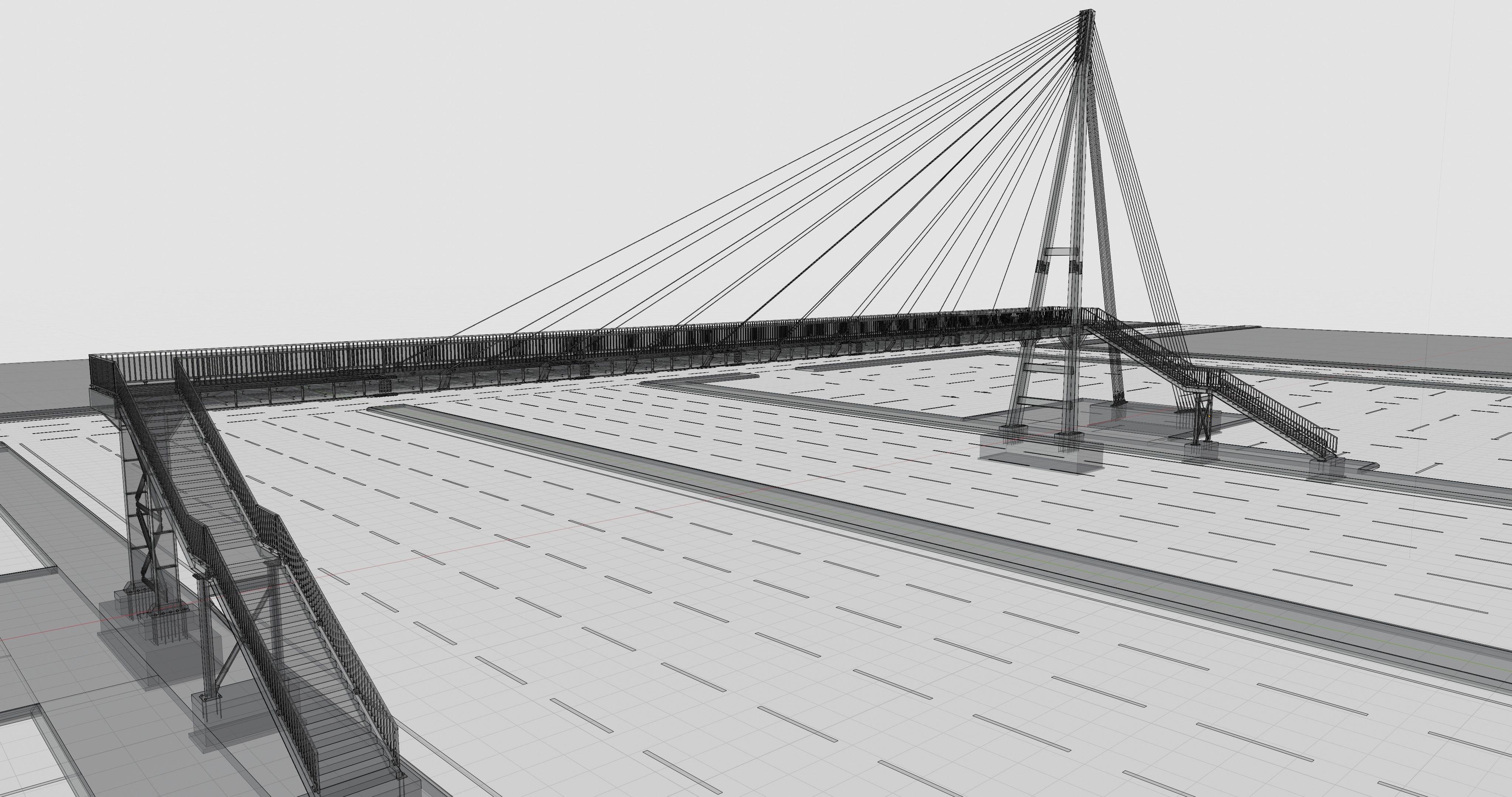 Rope Tension Pedestrian Overpass Type-1 3D model_44
