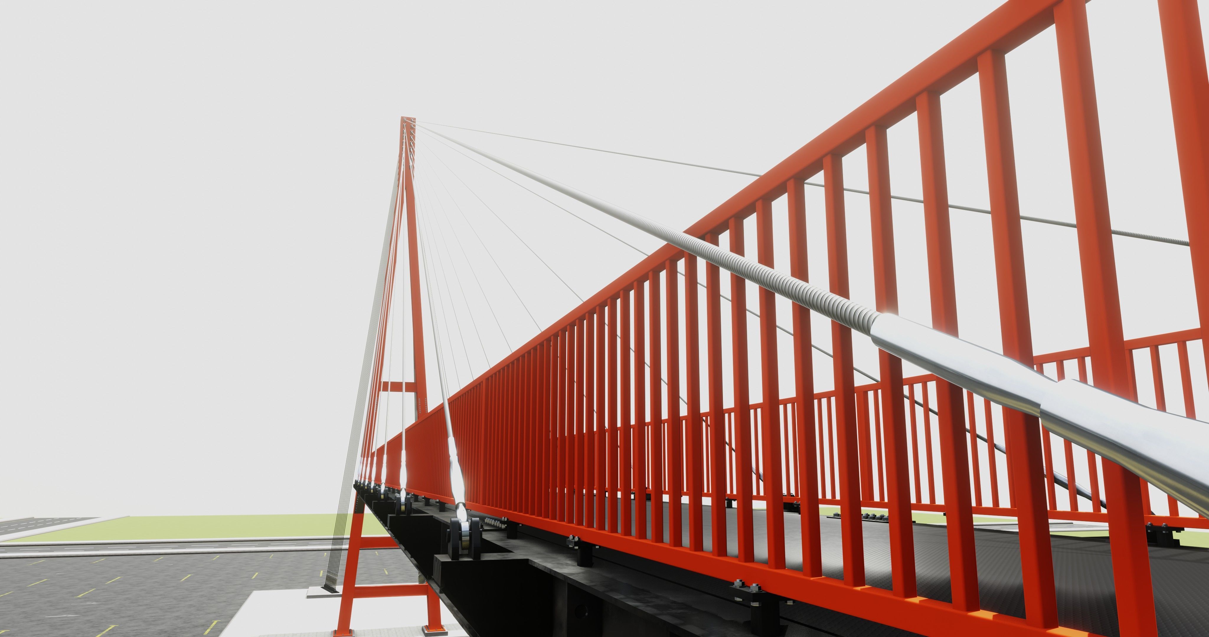 Rope Tension Pedestrian Overpass Type-1 3D model_14