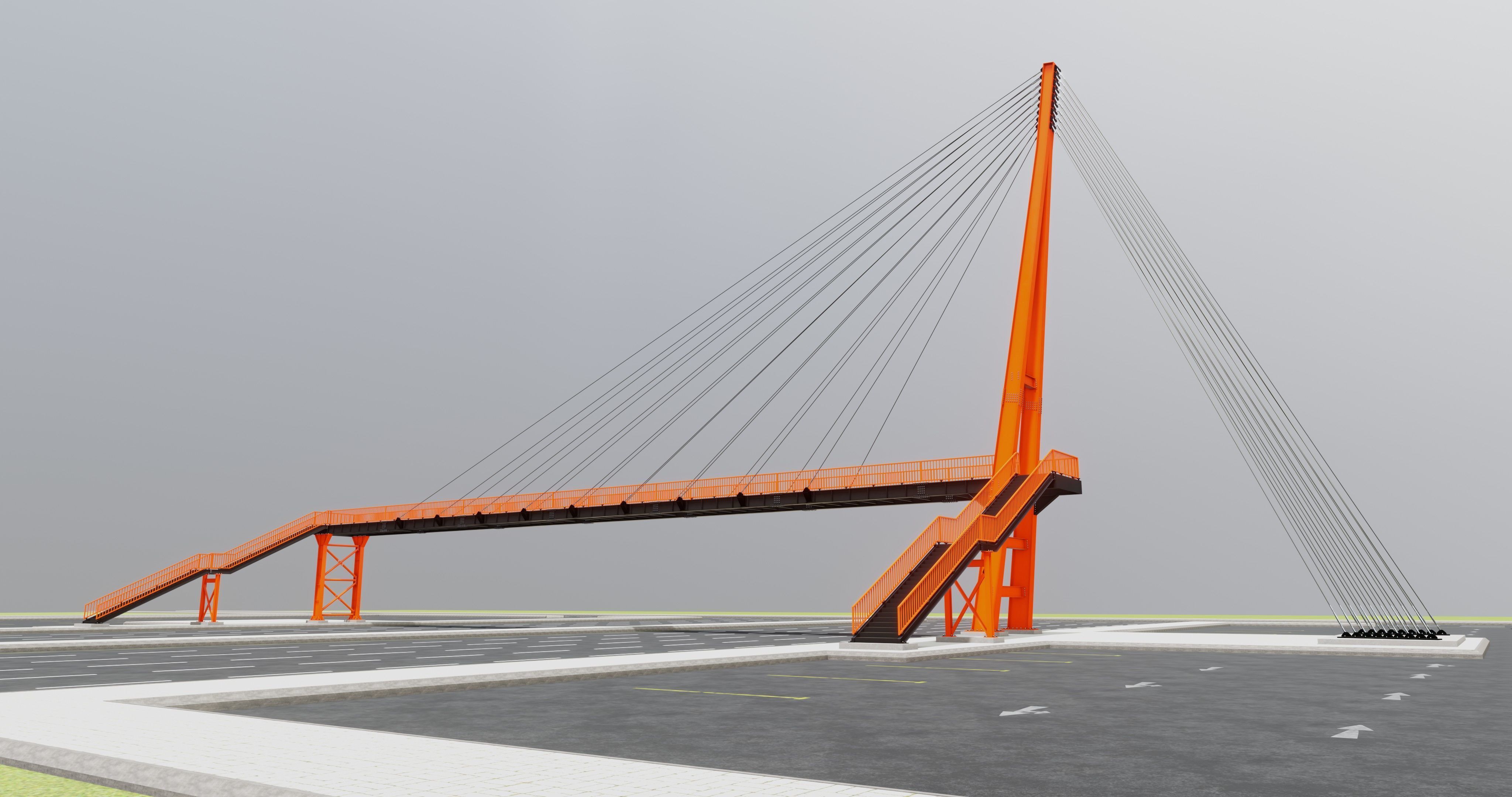 Rope Tension Pedestrian Overpass Type-1 3D model_34