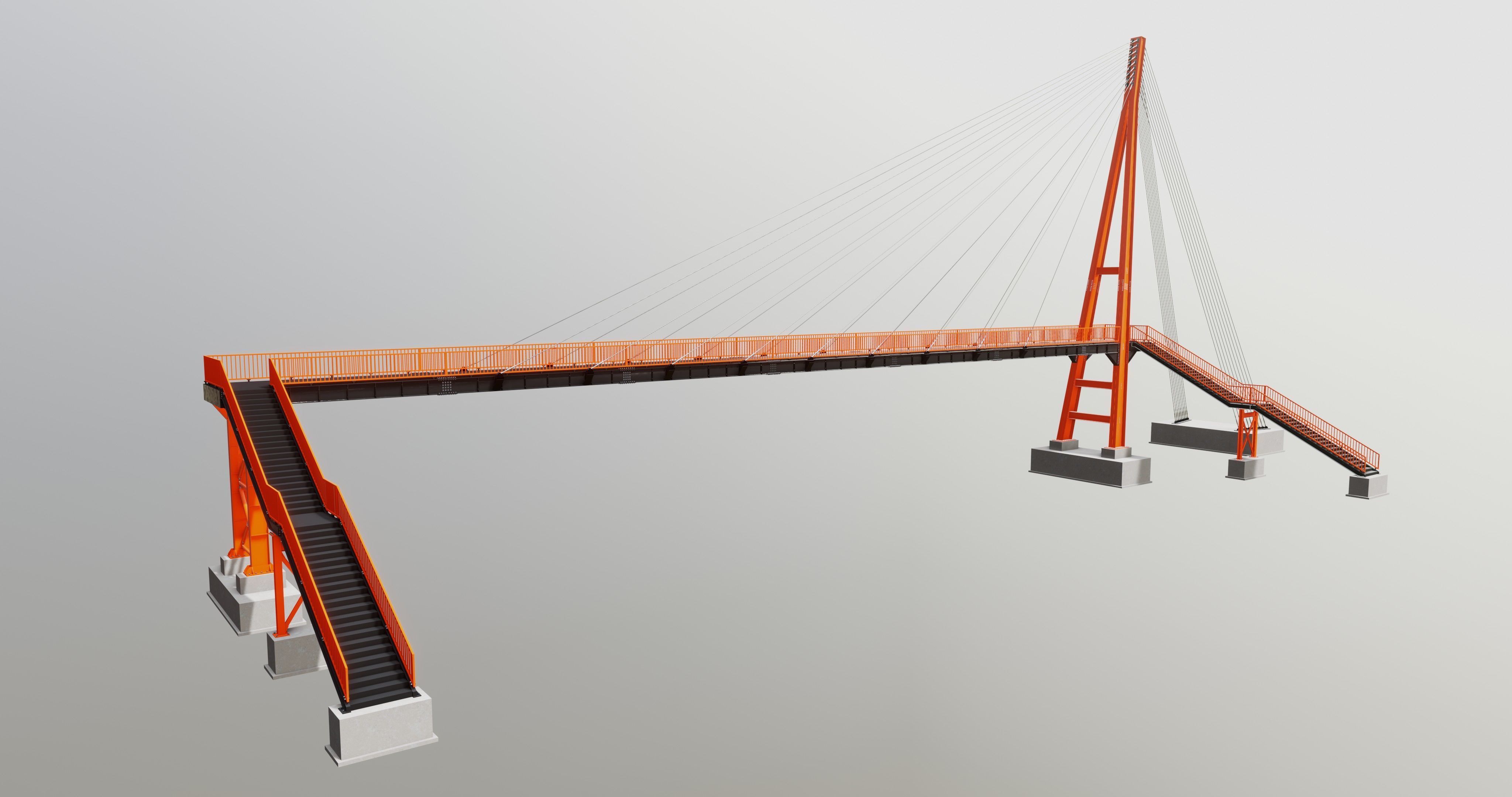 Rope Tension Pedestrian Overpass Type-1 3D model_33