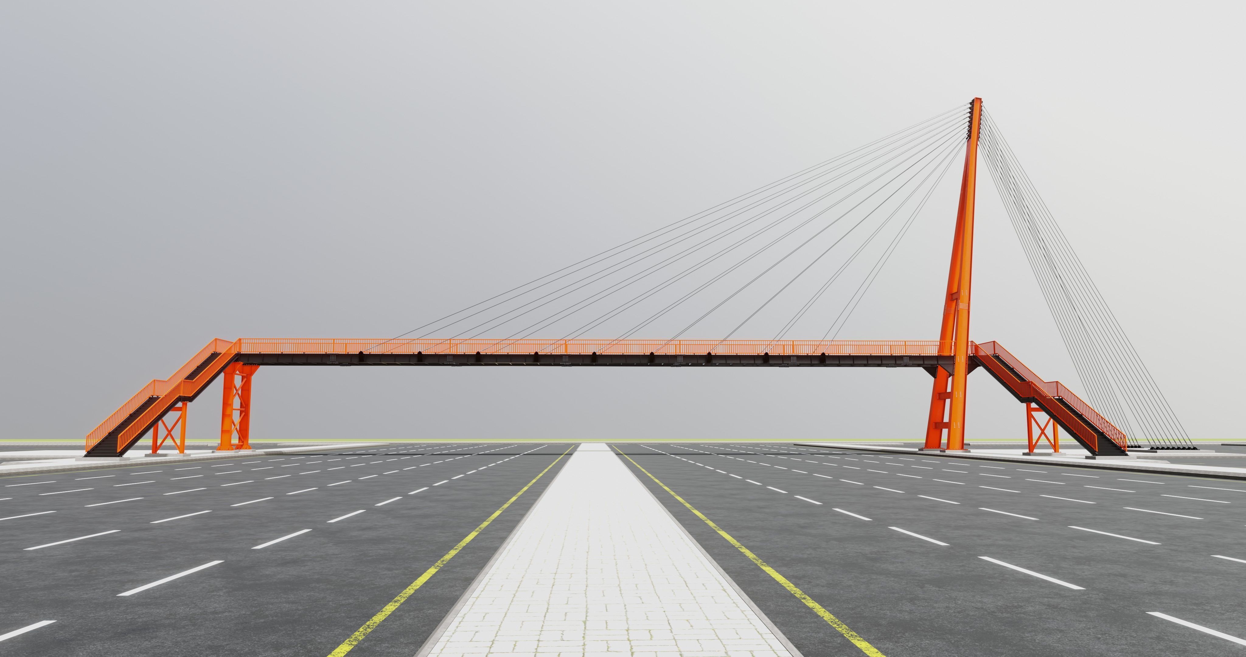 Rope Tension Pedestrian Overpass Type-1 3D model_21